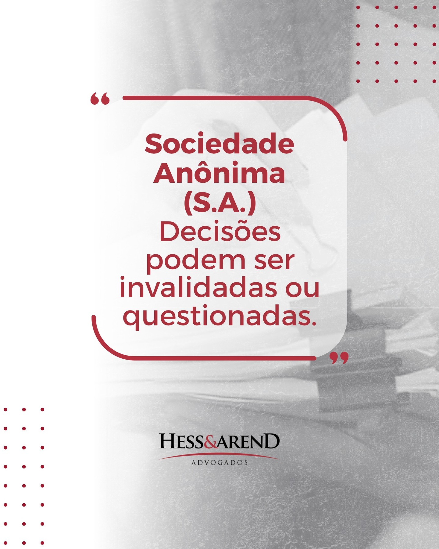 📚 Sua Sociedade Anônima está com os livros societários em dia?
Os livros societários vão muito além de uma obrigação formal. Eles são fundamentais para garantir a validade das decisões e fortalecer a governança da empresa.
Na prática, eles ajudam a:
- validar deliberações e atos societários
- proteger administradores e acionistas
- facilitar auditorias, investimentos e operações societárias
Ponto de atenção:
Livros desatualizados podem gerar questionamentos, riscos jurídicos e dificuldades em processos de crédito ou Due Diligence
Governança forte começa com documentação organizada.
#GovernançaCorporativa #SociedadeAnonima #DireitoSocietário #Empresas #Compliance #GestãoEmpresarial #Governança #Empresários #Administração #SegurançaJurídica #DueDiligence #Investimentos