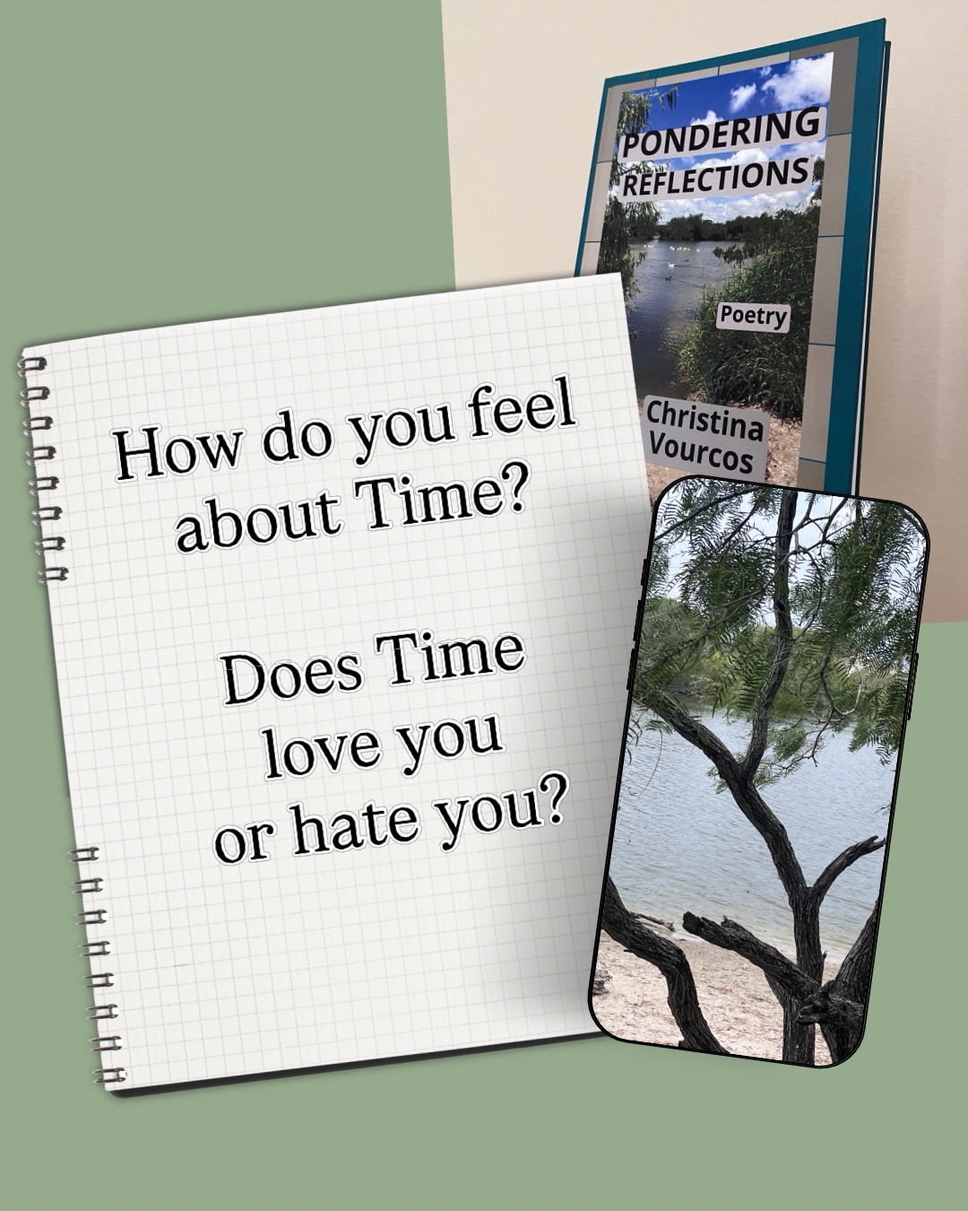 Do you imagine Time like a character in a book? Well, I was inspired by one of my favorite Romance book tropes, rivals-to-lovers, for this poem, and a few other poems in my latest poetry book, Pondering Reflections.
But also as a Blood Cancer / Lymphoma survivor, recovering led me to reflect on my choices in the past. I wrote poems to honor everything that shaped us — the heartbreaks, the regret, the health struggles — while gently pointing us toward what’s ahead.
And right now, I’m sharing a free one-page poetry zine featuring poems from inside the book — it’s my little gift to readers who want to learn more about my book or those who want a small physical piece of my writing to take with them. All you have to do is check out my author website to subscribe to my free newsletter.
You’ll also receive weekly updates from me beyond social media. You can also find out more about my books through the website too. If you’re interested in the Zine or anything else, please reply below to let me know and I can help you. #GreekLatina #IndiePoet #IndieAuthor #IndieArtist #PoetryBooks