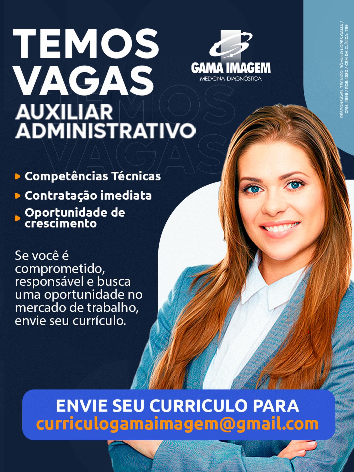 Estamos com vaga aberta para Auxiliar Administrativo!
Se você tem conhecimento básico de informática, habilidade com organização documental e vontade de aprender, essa oportunidade pode ser sua.
📩 Envie seu currículo e venha fazer parte da nossa equipe. Em PDF. Evite link
curriculogamaimagem@gmail.com