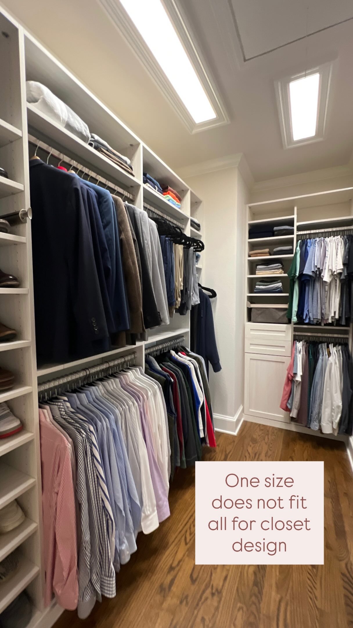 One size does not fit all in the custom closet world and it shouldn’t!
I see so many people comparing their space to what they see online but the truth is that every closet should be designed around your life.
Your inventory is different. Your daily routine is different. Your space is different. Your budget is different.
That’s why custom design isn’t about copying someone else’s closet it’s about creating a solution that works for you. The best closet isn’t necessarily the biggest or the most expensive. It’s the one that makes your mornings easier, keeps you organized and supports the way you actually live.
When I’m designing a closet, my goal is simple: understand your needs and create a space that checks the right boxes for you.
Because the perfect closet is the one that fits your life ✨
#CustomClosets #HomeOrganization #ClosetInspo #FunctionFirst #TampaDesigner
