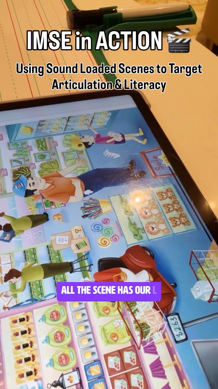 Check out the IMSE Sound Scenes in Action! 🎥
I’ve loved using these to support the kids I work with who have articulation and literacy challenges. The Sound Scenes are part of the IMSE Lab.
Each scene embeds the target sound throughout in multiple word positions. This allows for great auditory bombardment and multiple opportunities to make the phoneme-grapheme connections!
How do you use sound scenes in speech therapy and/ or the classroom?
•
•
•
#slpeeps #speechlanguagepathology #imse #literacyactivities #teachertools