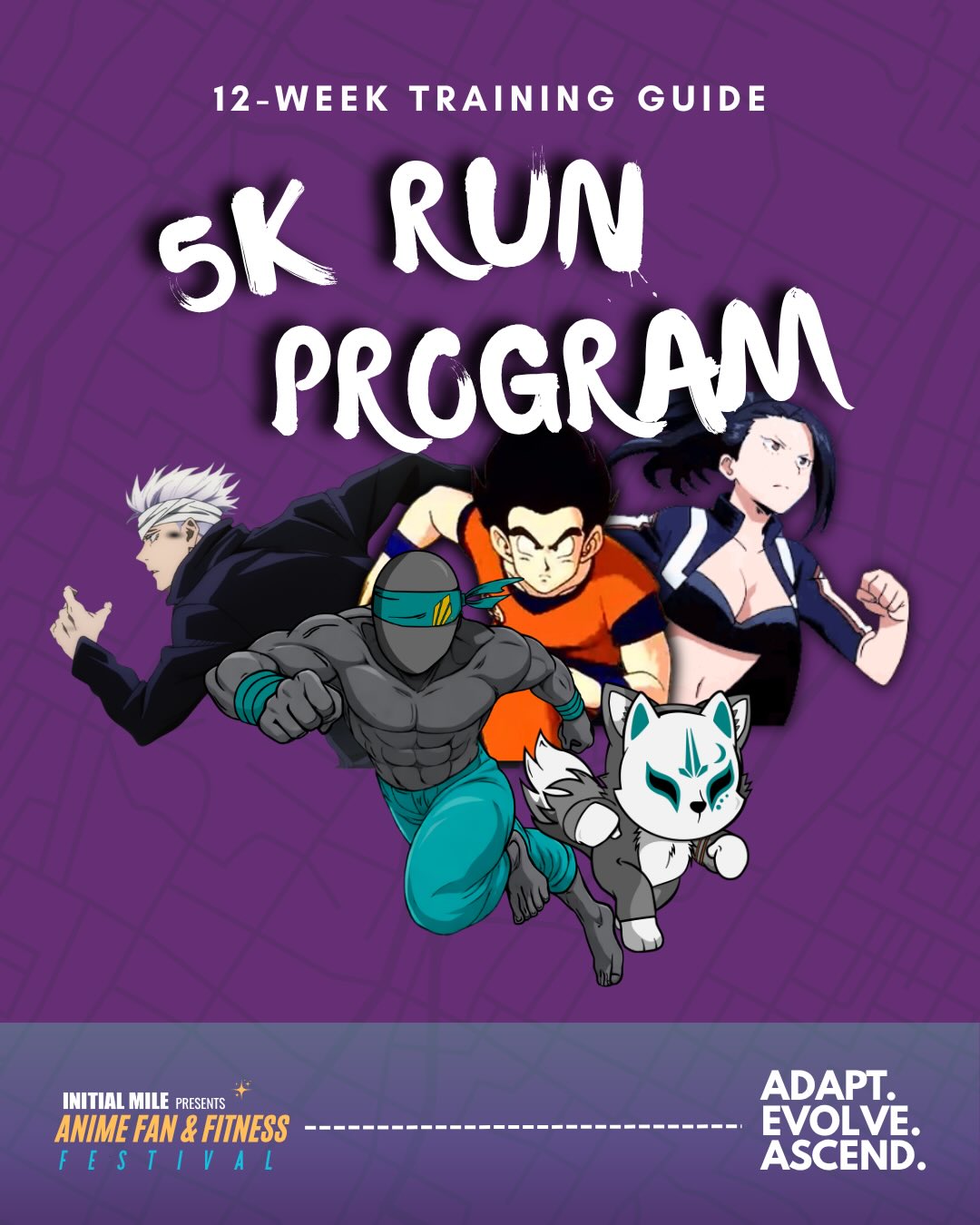 Whether you’re a beginner runner or looking to improve your performance, our free training programs are designed to help you improve your running performance, build muscular endurance and strength, and help you prepare for race day.
Follow along, stay consistent, and take one step closer to the finish line at the Anime Fan & Fitness Festival on September 19!
Click the link in our bio to view our free 5K & 10K workout programs today and start your journey.
#animefanandfitnessfestival #initialmile #5ktraining #10ktraining #adaptevolveascend