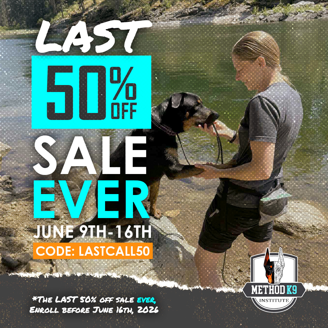 🚨 This is it, our last 50% off sale ever. As Method K9 Institute continues to expand and upgrade our programs, we will no longer be offering a 50% off promotions in the future. From June 9–16, use code LASTCALL50 for a discount on all our Certification Programs.
Comment "LASTCALL" for the link to enroll, or "WORKSHOP" for access to our free dog trainer workshop covering Natural Drives.
Benefits of joining the Method K9 Institute certification program:
• Online and in-person training
• Flexible pacing and payment plans
• Monthly live coaching
• Business coaching
• Training systems for all behavior issues
• K9 CPR & First Aid certification
• Public speaking training
• Graduate directory listing
• Access to 750+ training videos
Now's the perfect time to start or enhance your dog training career!
www.institute.methodk9.com
Have questions or want to inquire about financing? Email us at info@methodk9institute.com
#DogTraining #CertifiedDogTrainer #ProfessionalDogTrainer #DogTrainerSchool #DogsOfInstagram #ShelterDog #RescueDog #TrainYourDog #ReactiveDogTraining