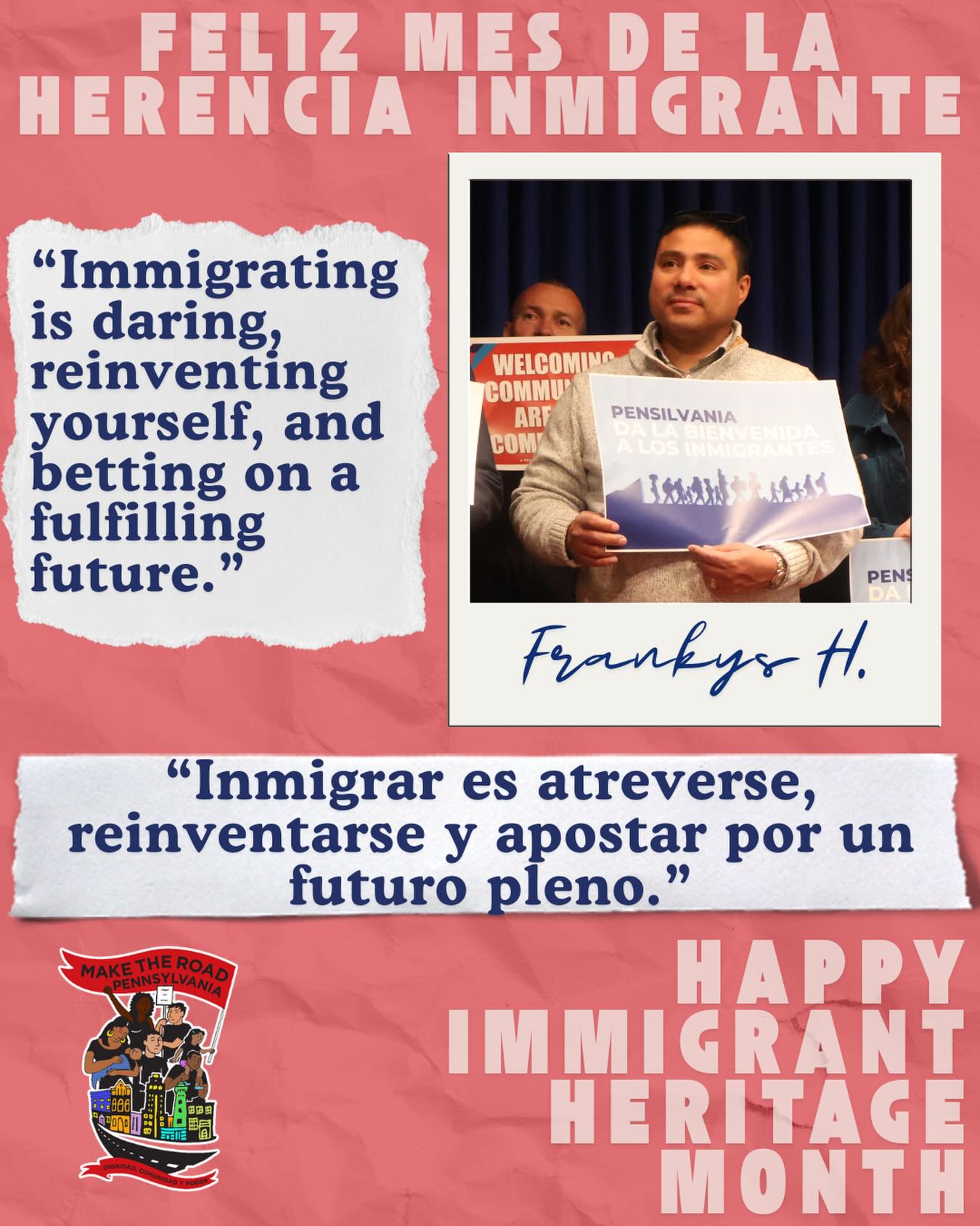 (English below) ¡Feliz Mes de la Herencia de los Inmigrantes! Este mes, estamos celebrando a algunos de nuestros queridos miembros y la valentía y el amor incrustados en sus historias de inmigración. 🦋❤️🔥
English: Happy Immigrant Heritage Month! This month, we’re highlighting some of our beloved members and the bravery and love embedded in their immigration stories. 🦋❤️🔥 #immigrantheritagemonth #inmigracion #pensilvania