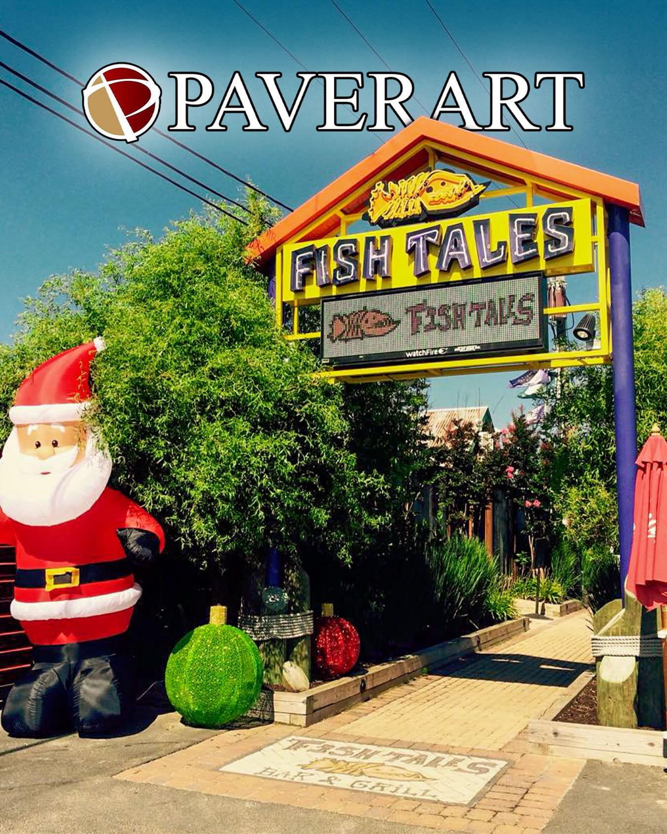 Fish Tales already feels like a landmark before you walk inside.
The blue awning, the huge sign, the patio, the whole front entrance has that shore-town restaurant energy where people know the place before they know the menu.
#commercialdesigner #paver #paverdesign