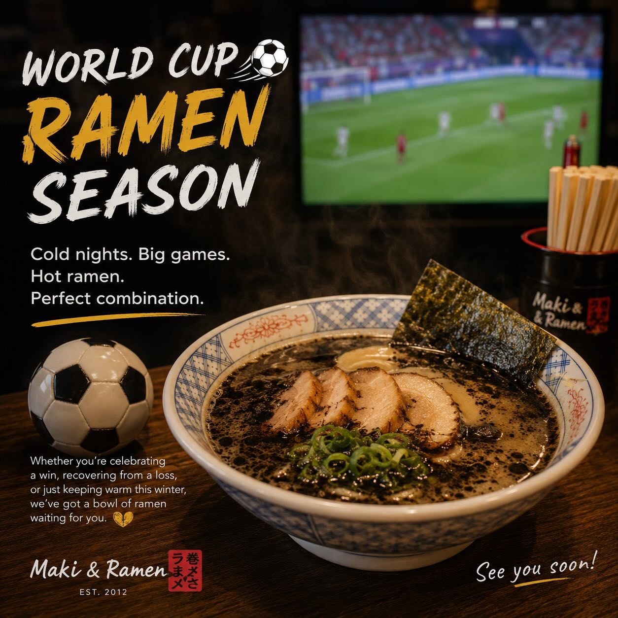 It’s officially ramen weather in Sydney 🍜❄️
And with the World Cup on, there seems to be football everywhere you look ⚽
So whether you’re celebrating a win, recovering from a loss, or just trying to stay warm this winter, we’ve got a bowl of ramen waiting for you.
See you soon,
Maki and Ramen ❤️@world cup 2026 #urbanlistedsydney #ᴡᴏʀʟᴅᴄᴜᴘ2026 #sydneyjapaneserestaurant #sydneyramen #sydneywinter