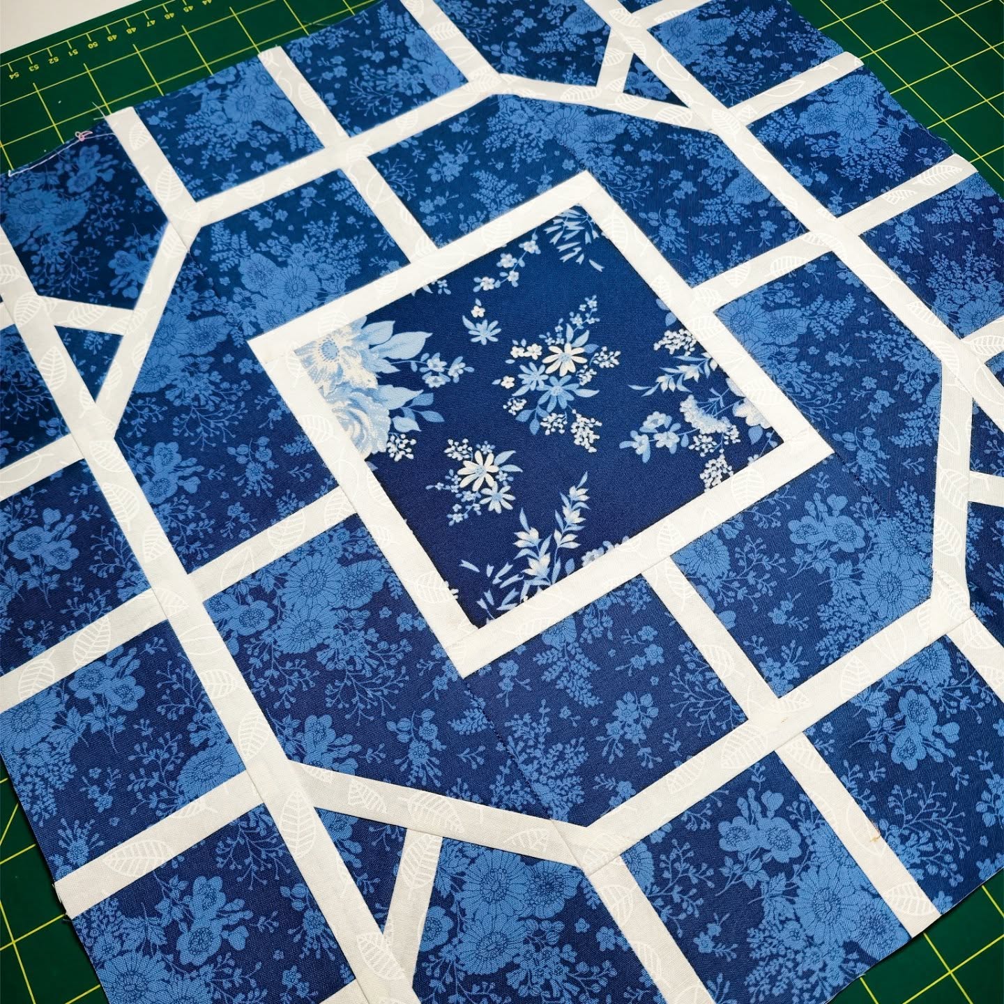 This is my current work in progress using the latest line of fabrics from Tilda called Something Blue, which I purchased from @fabricfanatics. I designed this foundation paper piecing pattern specifically for this beautiful line of fabric. What you see here is only a small part of a whole quilt design. The patterns are going to be for sale on my Etsy store once I have tested it to my satisfaction. I will be posting more work in progress updates here in the coming weeks.