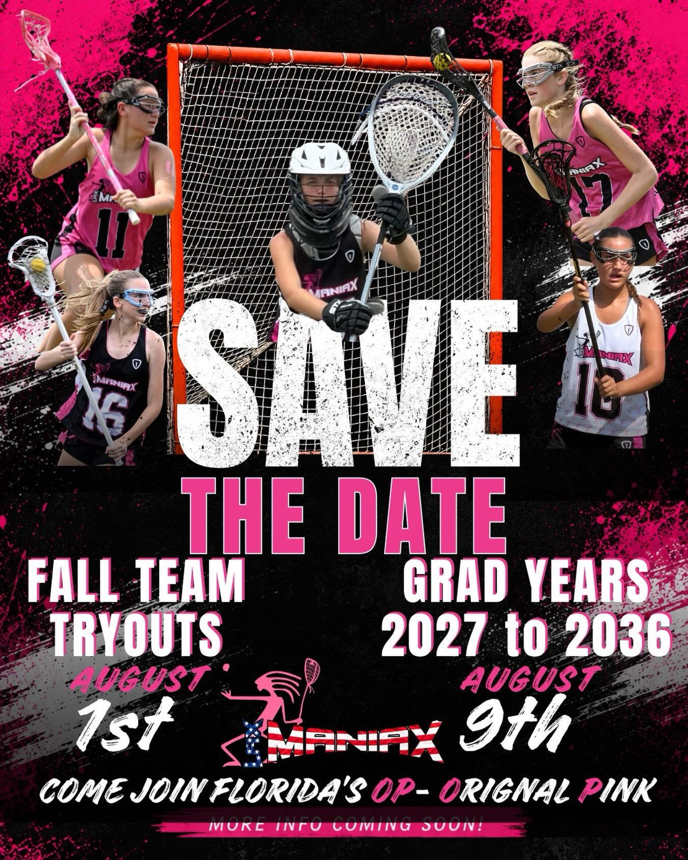 Save the date 🥍🔥‼️
Lax Maniax Fall Tryouts dates announced and are coming up 🔜 Don’t miss your chance to compete, develop, and be part of our growing family!!
Bring your grit. Bring your game. See you on the field.
📅