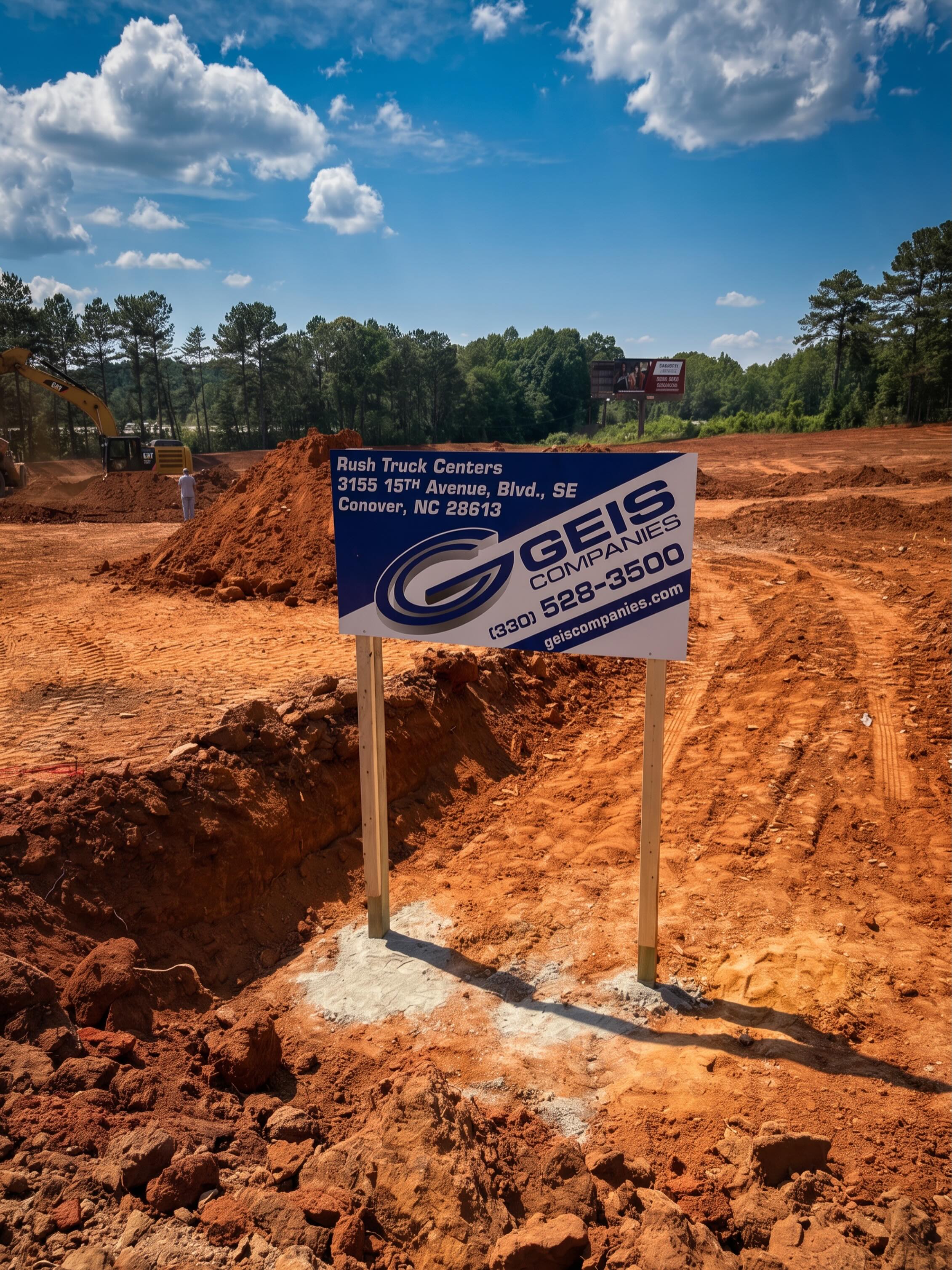Geis has landed in North Carolina! 🚜
Kudos to Frank for getting our sign posted on a hot 95 degree day out there. We’re looking forward to seeing this jobsite come to life soon.