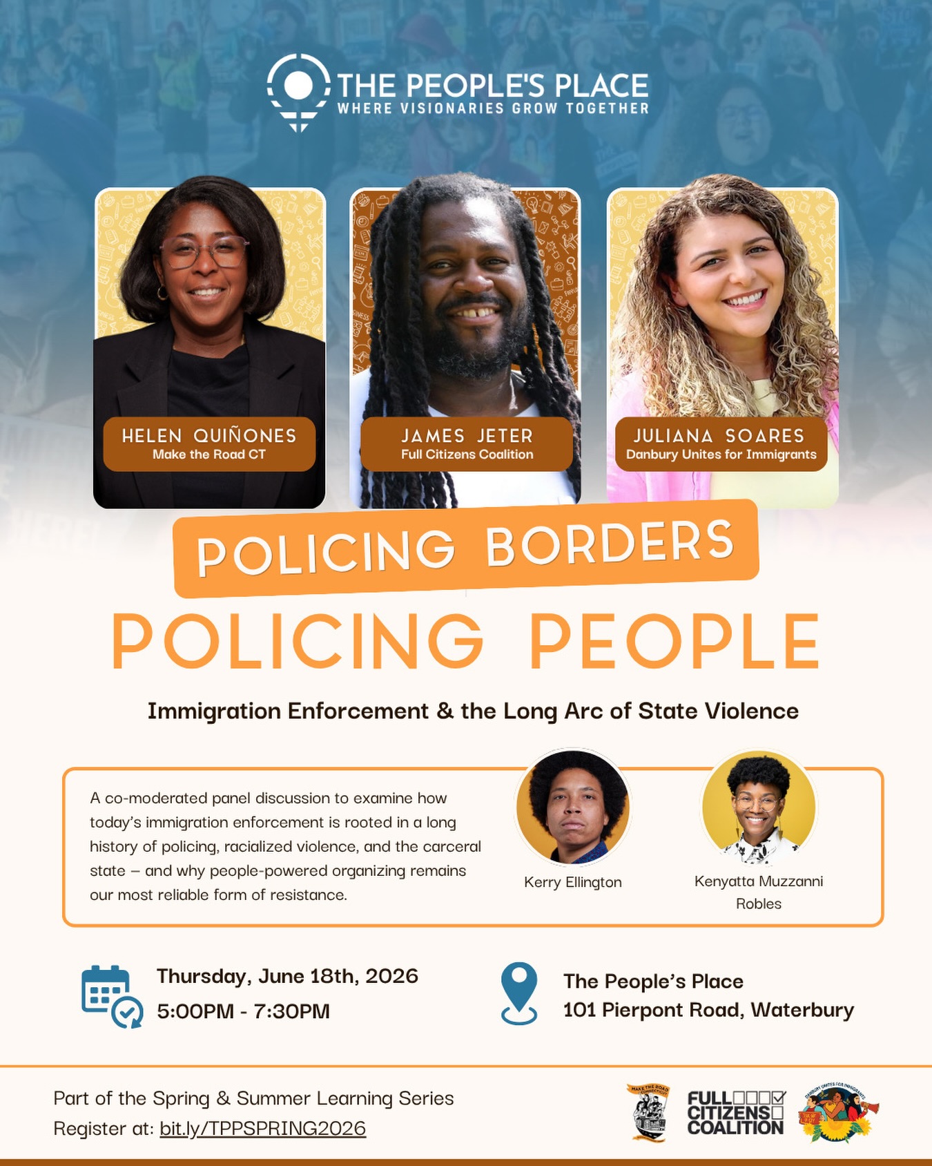 America has a problem with locking people up. Between 2025-2026, ICE detentions grew by 58%. We know these tactics of intimidation, disappearance, and isolation aren’t new and that state violence does not start nor end with immigrant communities.
Join us this Thursday, June 18th, at 5:00pm for a panel discussion on Policing Borders, Policing People: Immigration Enforcement & the Long Arc of State Violence.
📲 Register today: bit.ly/TPPSPRING2026
#linkinbio #Waterbury #CT