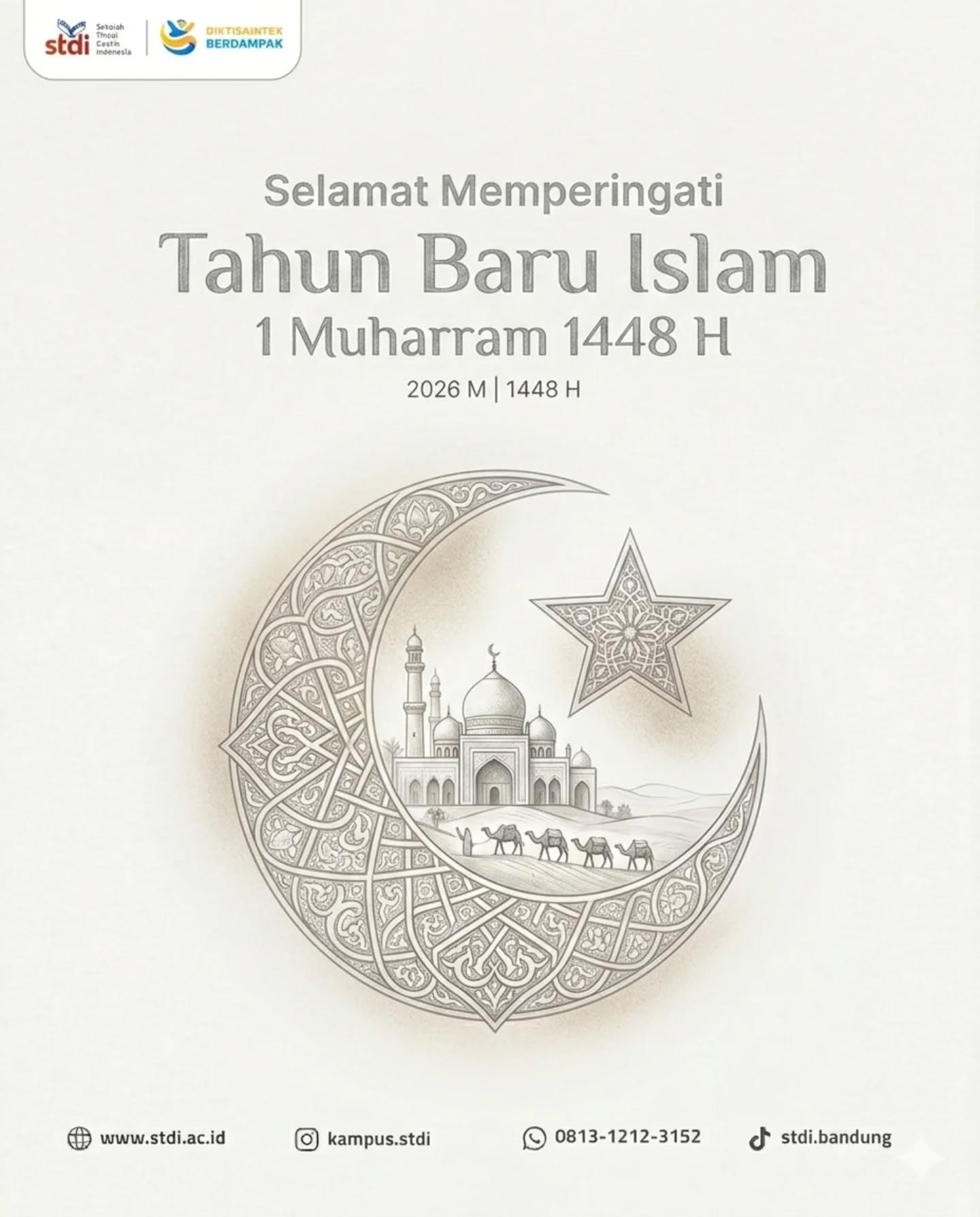 Seiring bergantinya tahun, mari kita buka lembaran baru dengan hati yang bersih, pikiran yang jernih, dan semangat untuk terus berbenah menjadi pribadi yang lebih baik.
āDi tahun yang baru ini, semoga setiap langkah kita senantiasa diberkahi, setiap doa didekatkan pada ijabah, dan setiap ikhtiar membawa manfaat serta dampak positif bagi sesama.
āSelamat berhijrah menuju keberkahan dan kedamaian yang hakiki. š¤²š¼š
āSTDI (Sekolah Tinggi Desain Indonesia)
Design Your Future, Impact the World.
ā#TahunBaruIslam1448H #1Muharram #STDIBandung #SekolahTinggiDesainIndonesia #Hijrah NewYear1448H KampusDesain