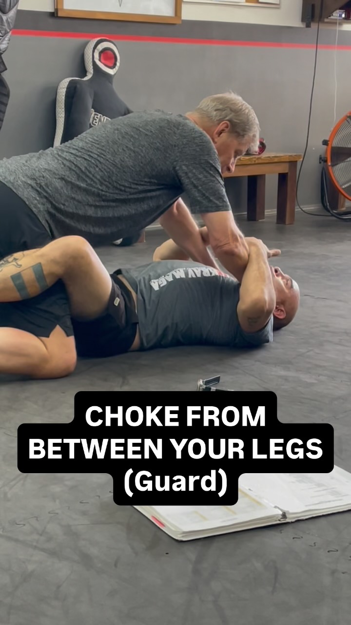 When an attacker is on top of you, BETWEEN YOUR LEGS, CHOKING you.
(We call this choke from Guard)
#selfdefense #kravmaga #martialartstraining
