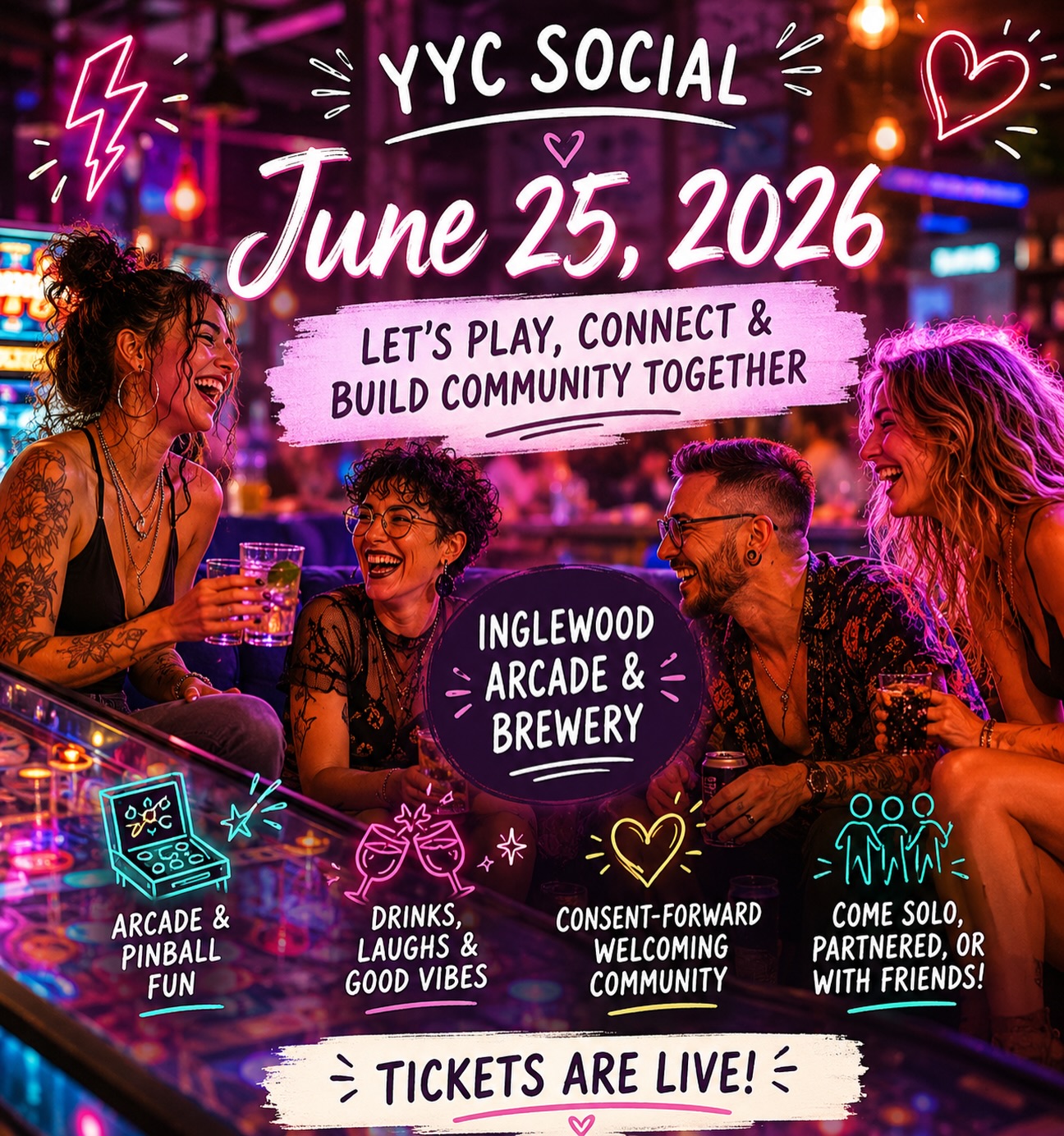 NEXT WEEK!!!
Our June 25 Arcade & Brewery Takeover is just around the corner and I’m already buzzing thinking about the connections that are about to happen in that room!
If you’ve been wanting to:
• Meet new, open-minded humans
• Expand your social (or dating) circle
• Skip the awkward small talk and get right into real conversation
📅 Thursday, June 25
📍 Inglewood, Calgary
💰 $10/person
Come solo, come partnered, come curious.
Just one week to go…you in?
https://www.sexedforthemodernbed.com/monthly-social
///
#YYCSocial #CalgaryEvents #SpeedMeet #MeetYourPeople #ConsciousConnection YYCCommunity SexPositiveYYC OpenMindedHumans
