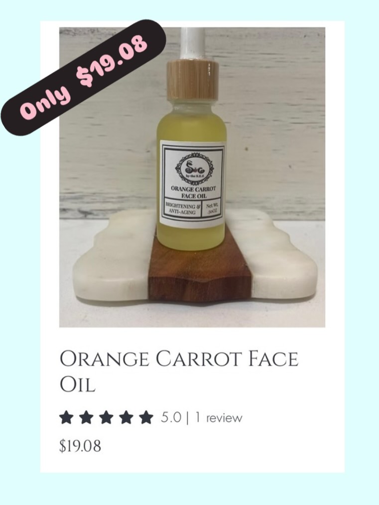 Orange Carrot Brightening Oil! Only $19.08 - Black Dollar Special!
https://www.shawnaelizabeth.com/product-page/orange-carrot-face-oil