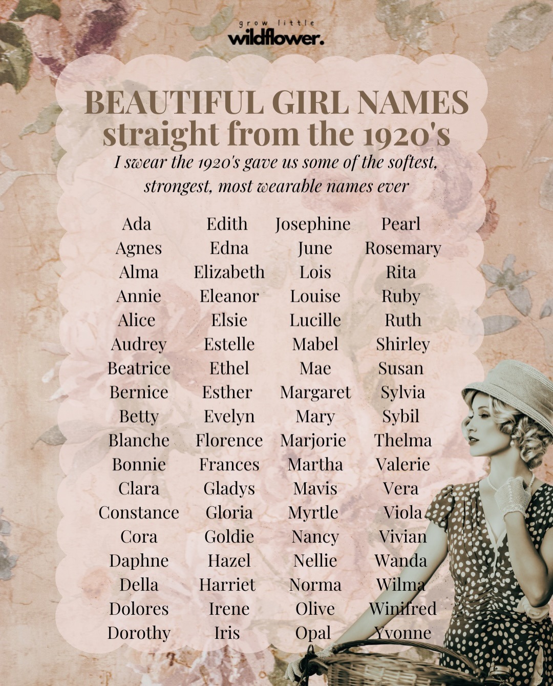 A collection that just feels so soft, sweet and beautiful for a little girl 🥹💖
Obsessed with Nancy (my Nana’s name - I would love to see Nancy make her comeback!), Betty, Ruby (my daughters middle name), Sybil, Goldie, Dorothy, Pearl, Hazel, Agnes ❤️🔥💫❤️🔥
Any favourites?
>>> swipe for some sweet combinations!!
#growlittlewildflower