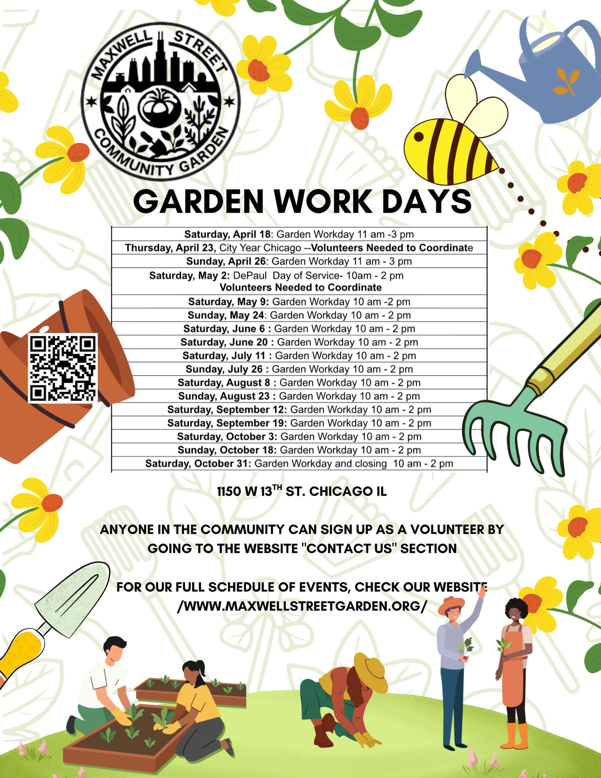 2026 seasons community work days in the garden. Volunteers are very much welcome!
