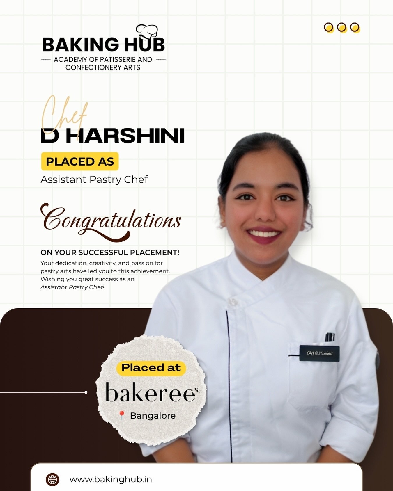 Another one. 🏆
Chef D Harshini | Placed as Assistant Pastry Chef at Bakeree, Bangalore.
6 weeks. Real skills. Real placement.
This is what happens when passion meets the right training. Couldn’t be prouder of you, Chef. 🤍
Your seat in our next batch is waiting. 📩 DM us or click the link in bio.
#BakingHubPlacement #AssistantPastryChef #BakingAcademyBangalore #PastryArts #ChefHarshini