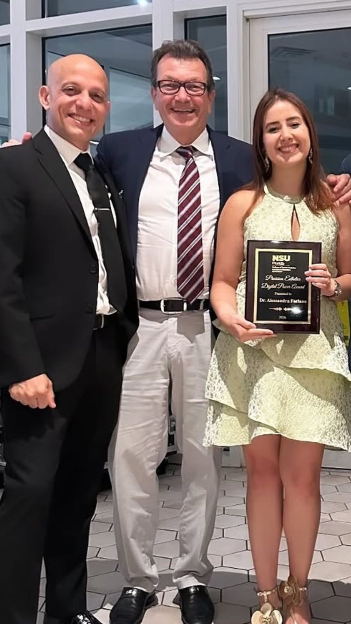 About last night: @precisionestheticsdentallab had the honor to fête and recognize the achievements of the 4 graduating Prosthodontics residents for 2026 under the leadership of Prosthodontics Chair Dr. @alexanderbendayan and Program Director Dr. @nbittnerdds from @nsuflorida.
Congratulations to @dr_alomair, @smilewithjung, @allonprosth and @drandrewlerer!
Our Founder and CEO, A.M. Renner, also presented a special award to Dr Forlano.
Great night! GO SHARKS!