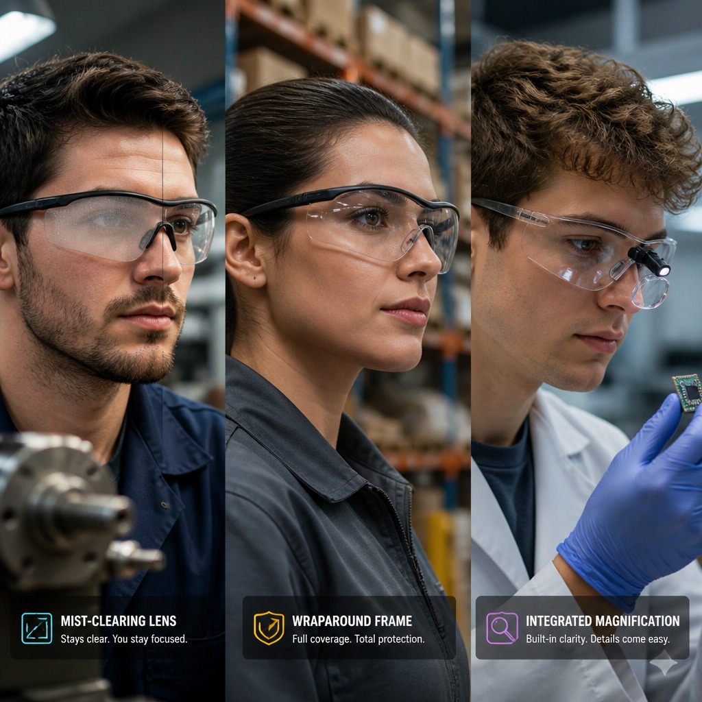 Which safety glasses solve your biggest tasks? Here’s a quick guide to help you choose. 👓
Anti-fog coatings: Great for warm, humid, or fast-paced jobs where breath and sweat cause fog—think kitchens, labs, and indoor construction. They keep your view clear so you can work confidently. 🔬
Wraparound impact frames: Best for high-risk sites like manufacturing, carpentry, and roofing. Wider coverage protects from flying debris and side impacts without sacrificing comfort. 🛠️
Integrated magnification: Ideal if you do fine assembly, inspection, or electronics work. Built-in lenses give you sharp detail without swapping glasses. 🔎
We recommend checking product options on our site to match features, fit, and standards—Link in bio. Which environment describes your work? Tell us below and we’ll point you to the right style.