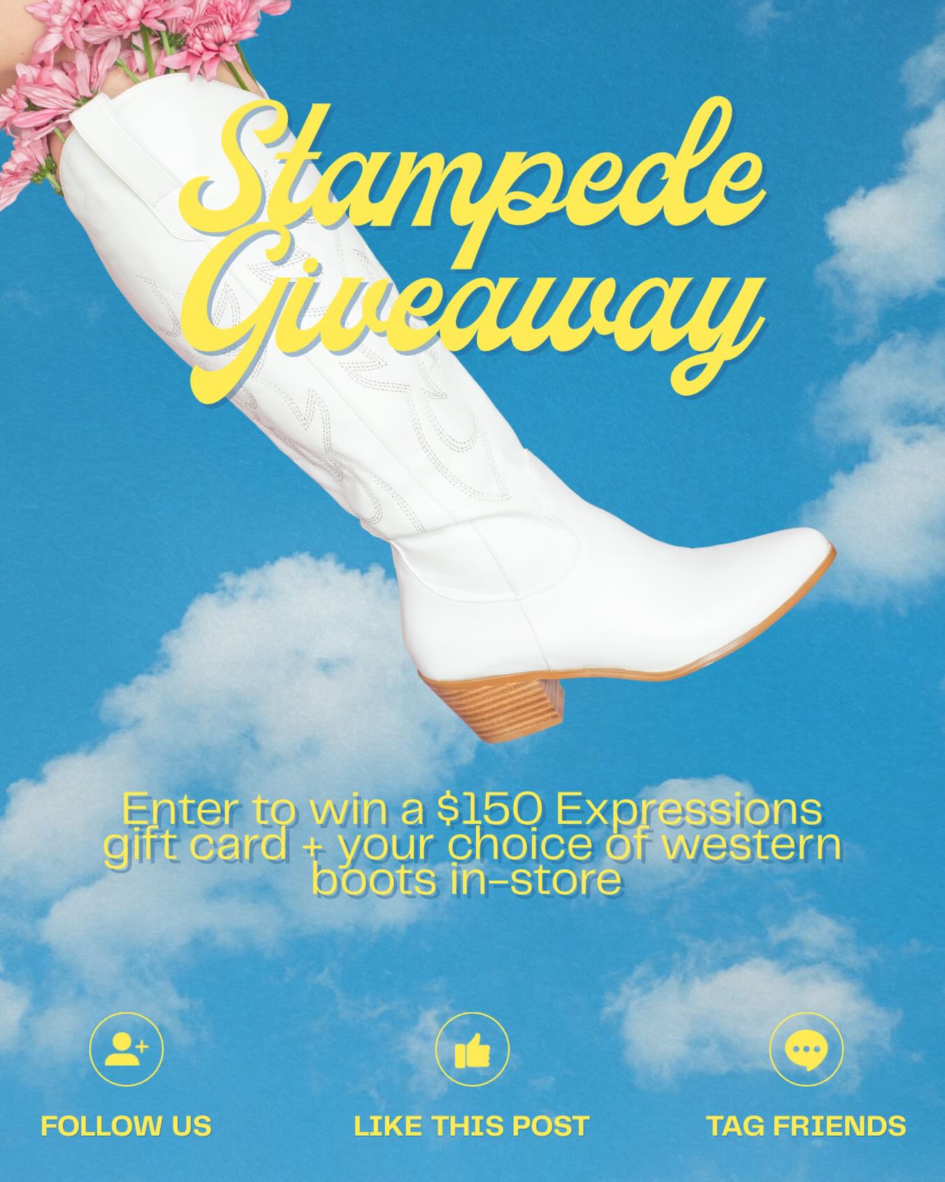 ๐ค STAMPEDE GIVEAWAY ๐ค
We want to give you a $150 gift card to get your perfect Stampede outfit plus you get to choose a pair of western boots in-store to complete the look! ๐
How to enter:
โข You must be following us @expressionsconsignment
โข Like this post
โข Tag a friend who you want to go to Stampede with (1 tag / comment = 1 entry). Tag as many friends as you want!
โข Bonus entry: Share to your story and tag us!
Weโll draw a winner on July 2 and contact you via DM ๐
Disclaimer: Per Instagram rules, this promotion is in no way sponsored, administered, or associated with, Instagram, Inc. By entering, entrants release Instagram of responsibility, and agree to Instagram's terms of use.