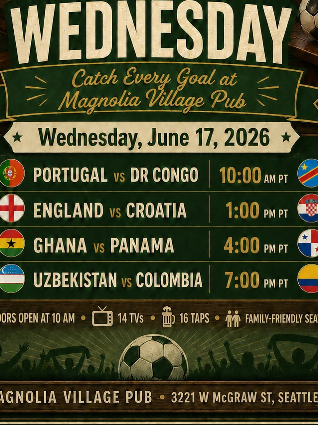 Get your FUTBOL fix down at the Pub!!!
#fifaworldcup2026 #futbol #seattle #seattlefoodie