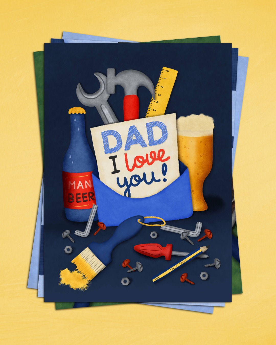 For the dads who can fix anything, master the grill, enjoy a cold beer, and proudly wear their "#1 Dad" title!
Available for licensing through my agency @advocateart01.
