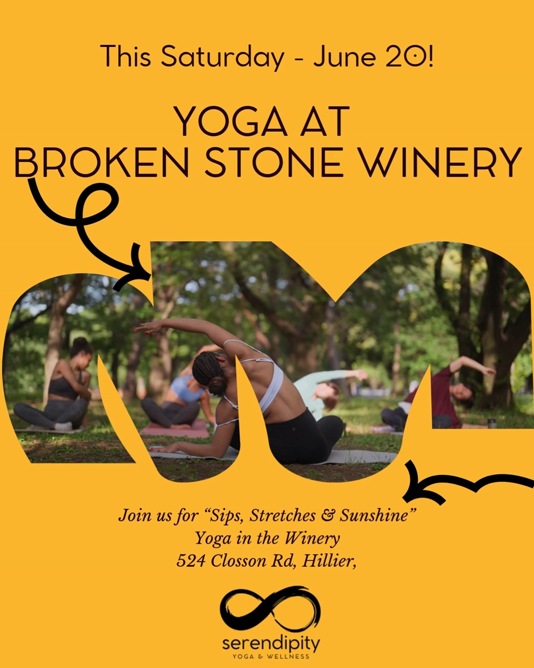 Yoga in the Vineyard begins this Saturday!
Join us at Broken Stone Winery for a one-hour yoga practice surrounded by the beauty of the vines. We'll start at 10:00am, giving you the perfect way to ease into your weekend with movement, fresh air, and a little time to yourself.
Just bring your mat and we'll take care of the rest.
And when class is over? Stay awhile. Enjoy a glass of wine, share a pizza with friends, and soak up a summer morning in the County.
Visit serendipityyoga.ca to reserve your spot. We can't wait to see you in the vineyard!
#serendipityyoga
#healthymovementyourway
#yogapec