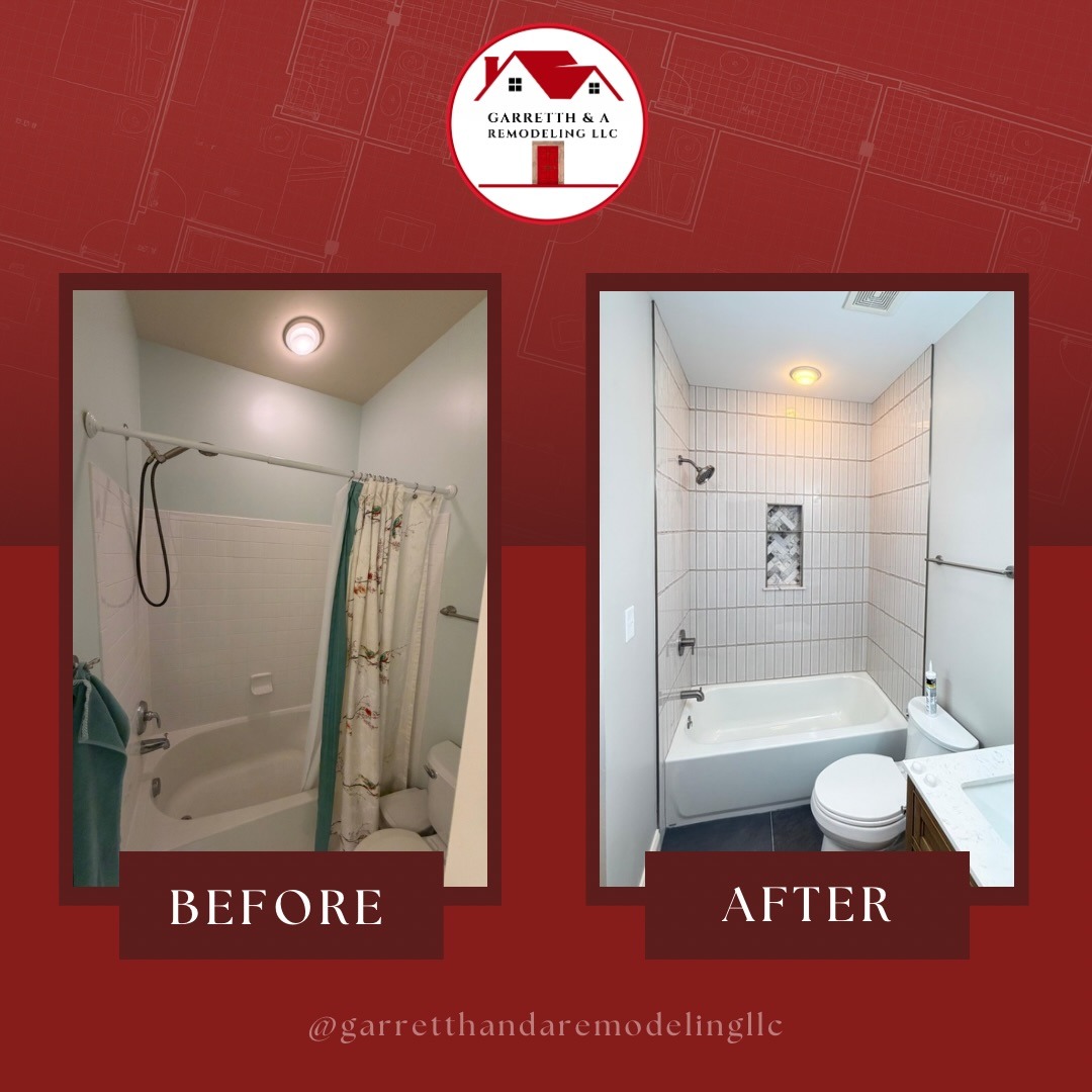 Another bathroom transformation complete! ✨
From a basic builder-grade bathroom to a clean, modern, and refreshed space. The new tile surround, custom niche, updated fixtures, and fresh finishes completely changed the look and feel of this bathroom.
It’s amazing what the right design and craftsmanship can do for a space you use every day.
Thinking about remodeling your bathroom? Let’s bring your vision to life.
📍 Serving Maryland
📞 Free Estimates
🔨 Garretth & A Remodeling LLC
.
.
.
.
.
.
.
.
.
.
.
.
.
.
.
.
.
.
.
#fyp #explorepage #beforeandafter #bathroomremodel #maryland