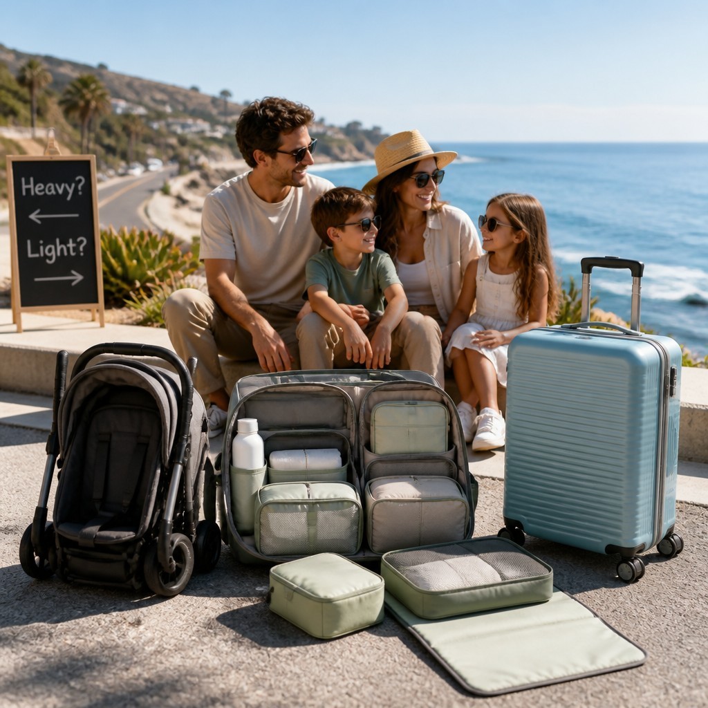 Travel smarter, not heavier! ✈️👨👩👧👦 We packed our way from chaos to comfort with a few budget-friendly swaps — and you can too. Without a travel stroller: juggling bags, tired kids, extra taxi costs. With a lightweight stroller: happier kids, easier transit, cheaper than repeated rentals. Swap bulky coat for a compressible down layer that doubles as a pillow. Bring a universal stroller rain cover instead of buying one at your destination. Rent a car seat for long stays, bring a booster for short trips. Multi-use items win: sarongs = blanket + changing mat; refillable bottles save money and waste. Brands we love: foldable strollers from BabyLite, packable carriers from TrailTots, and budget travel luggage from NomadNest — all comfy, all affordable. Want our printable pack-and-split checklist and exact brand links? Link in bio — grab it before your next trip! What’s one thing you never travel without? Tell us below!