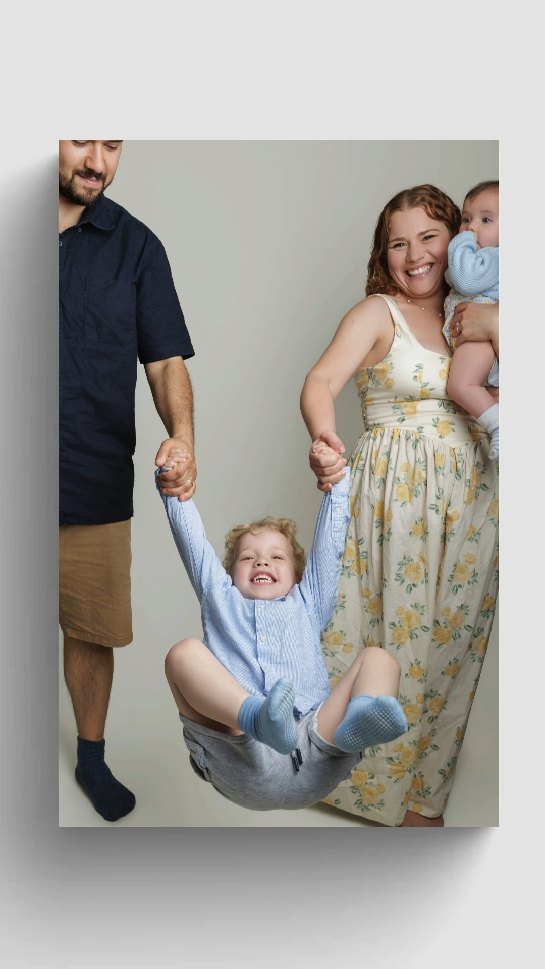 This is Holly and her lovely family.
The last time I saw Holly, she was pregnant and we were doing her maternity shoot. So this time I got to meet gorgeous little Sophie, who is now 5 months old, which is completely rude because I swear these babies arrive, blink twice, and suddenly they are practically filling out college applications.
Repeat clients are honestly the best. Not just because seeing familiar faces makes my job feel less like shouting cheerful nonsense at strangers in a studio, but because it is such a privilege to watch families grow and be trusted to document these different chapters.
From maternity photos, to meeting the baby, to seeing siblings grow into their full chaotic little personalities. Speaking of personalities, Holly’s little boy was absolutely committed to sticking his tongue out for approximately 97% of the shoot.
The dedication was impressive. Deeply unhelpful, but impressive! :)
Luckily, I am very patient and not easily defeated by a small child with a strong artistic vision. So between the tongue-pulling, sibling cuddles, baby expressions and general family chaos, we still managed to get some gorgeous smiles too.
This is what family photography is really about. Not perfect behaviour. Not everyone sitting like Victorian dolls. Just your family as they are right now - funny, loving, unpredictable, and growing far too quickly.
I’m a family photographer based in Portishead, Bristol, and my studio sessions are relaxed, natural and gently guided, so you do not need to worry if your children arrive with their own very specific agenda.