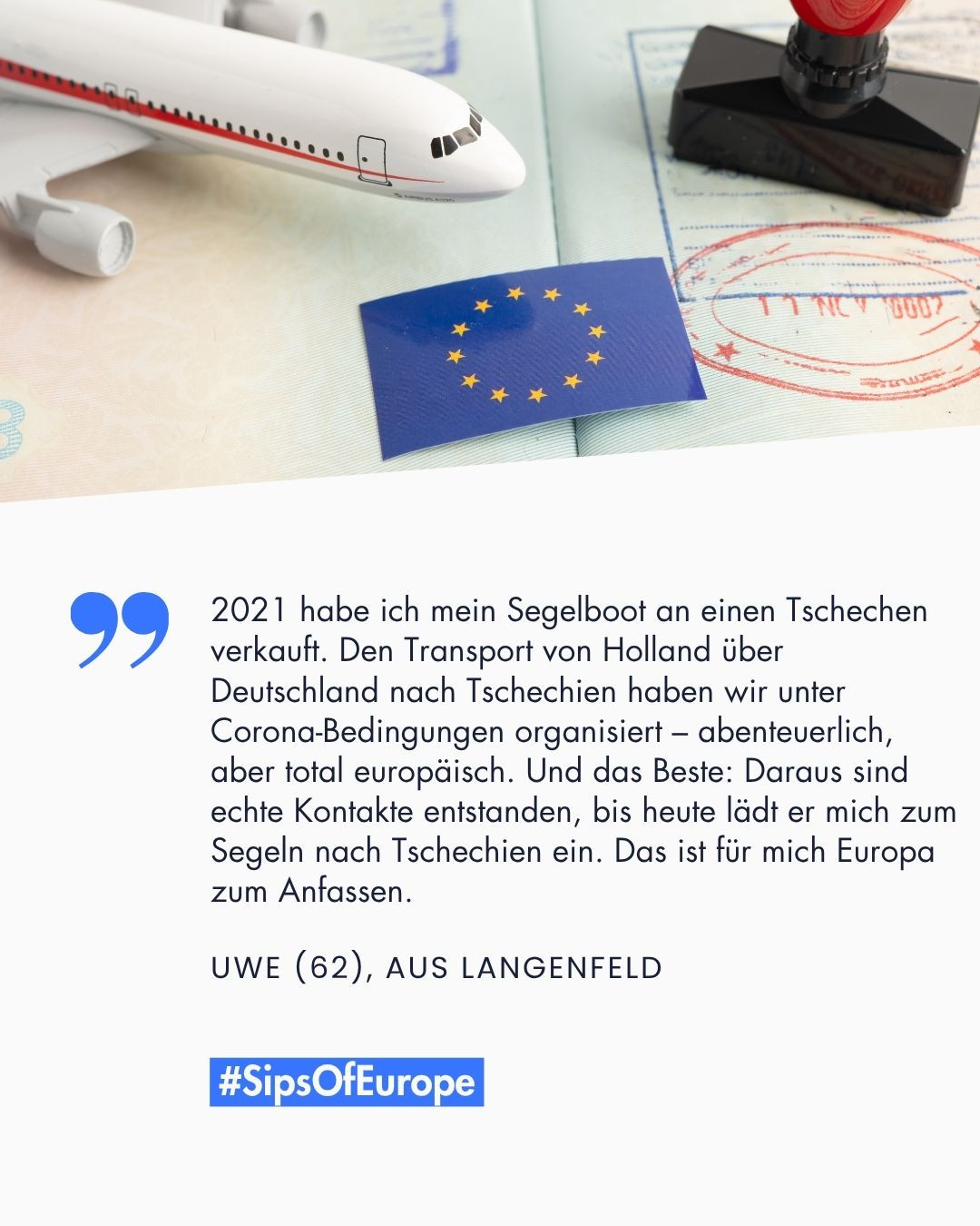 Was denken Menschen aus Hilden über Europa?
Wir haben nachgefragt.
Uwe (62) erzählt von seinem Segelbootverkauf von Holland bis nach Tschechien. Für ihn ein echtes „Europa zum Anfassen“.
Was Europa sonst noch für ihn bedeutet, liest du im Carousel.
“Hilden spricht über Europa“ wird von der Landesinitiative Europa-Schecks des Ministers für Bundes- und Europaangelegenheiten, Internationales sowie Medien und Chef der Staatskanzlei des Landes Nordrhein-Westfalen unterstützt. Im Auftrag der Europaunion Haan und in Kooperation mit der VHS Hilden-Haan.
#eu #hilden #hildenspricht #europa #demokratie