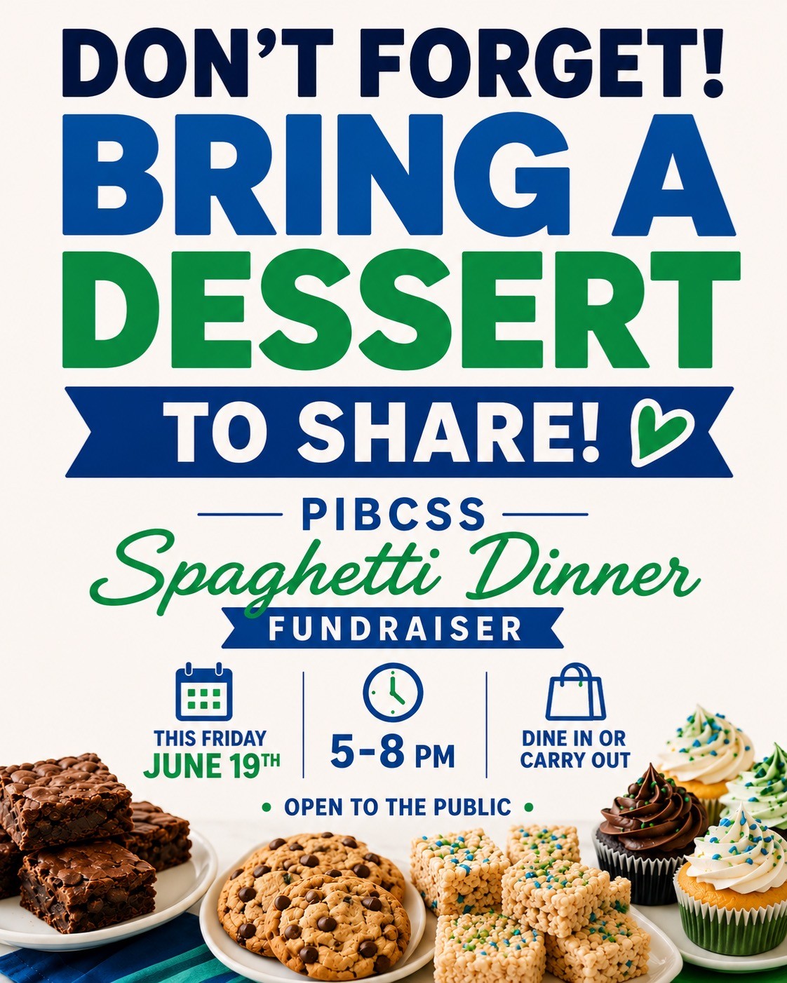 🍝 PIBCSS Spaghetti Dinner Fundraiser ~ This Friday, June 19th!
PIB Yacht Club, 5–8 PM. Dine In or Carry Out! Open to the public.
Coming to dinner? Don’t forget to bring a dessert to share! Homemade or store-bought, all desserts are welcome.
Spread the word, bring your friends! See you Friday night.