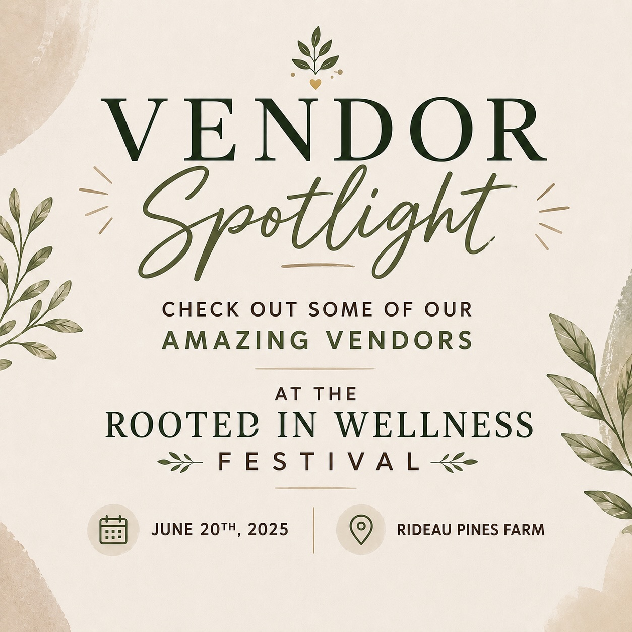 🌿 ROOTED IN WELLNESS FESTIVAL 🌿
We’re excited to share some of the amazing vendors joining us on June 20th at Rideau Pines Farm!
From ceremonial cacao and handcrafted goods to intuitive readings, reflexology, sound experiences, wellness services, and more!
🎟️ onewellnessottawa.com
#ottawafestivals #ottawaevents #ottawa #ottawawellness #shoplocalottawa