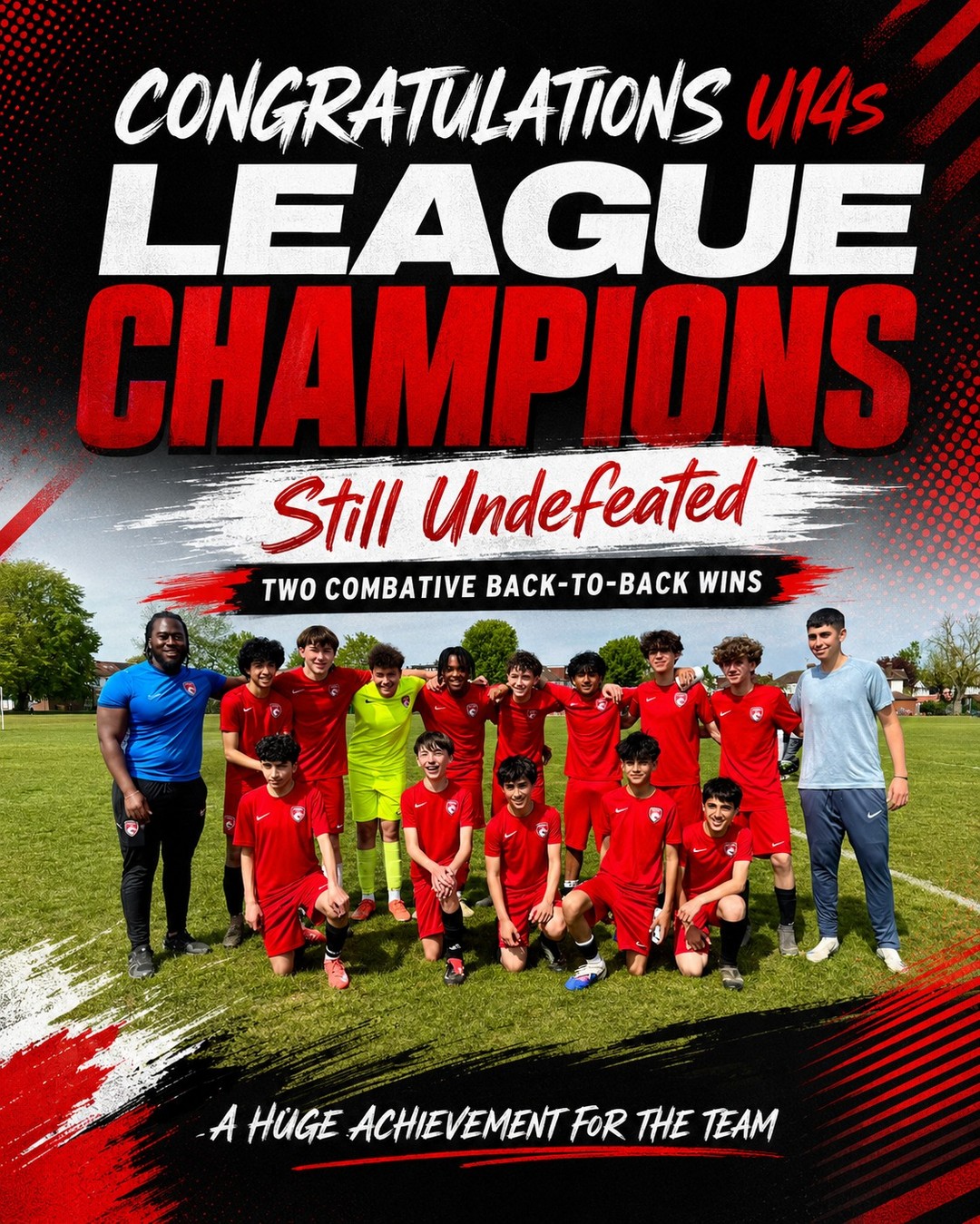 U14s = LEAGUE CHAMPIONS
Huge congratulations to our U14 team, who have been crowned champions of the league.
Two big back-to-back wins, still undefeated, and the boys got the job done in proper AFC Southgate style.
This is a brilliant achievement and shows exactly what hard work, togetherness and consistency can do across a season.
Massive well done to the players and coaches — league champions and still unbeaten. That deserves a proper celebration.
🏆 League Champions
🔥 Still undefeated
⚽ Two combative back-to-back wins
AFC Southgate pride
#AFCSouthgate #U14Champions #LeagueChampions #StillUndefeated #GrassrootsFootball #YouthFootball #FootballFamily #Teamwork #SouthgateFootball #NorthLondonFootball