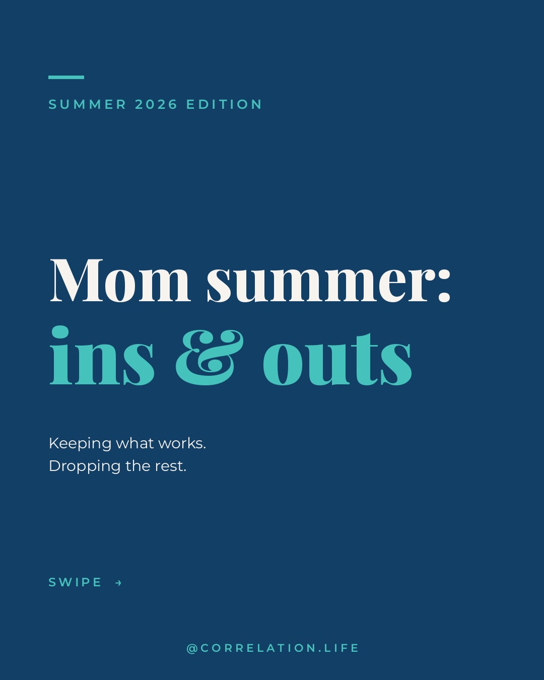 Mom summer 2026: the official ins & outs list. ☀️
You know, the season we “rest” by managing five humans, three meltdowns, and a cooler that smells like sunscreen and goldfish. 🙃
So I made a list. What’s IN, what’s finally OUT, and a few that hit a little too close (looking at you, melted iced coffee I made at 8am and found at 2pm).
A few I’m keeping:
→ protecting my first hour before the chaos clocks in
→ “good enough” dinners > performing the perfect one
→ the cold drink that’s actually mine 🧊
And one I keep relearning: your body isn’t broken, it’s adjusting. You can skip the bounce-back. There’s no prize.🏅
Swipe through 👉 then tell me: what’s your IN for summer? Drop it below 👇
Save it for the next 90° day, and send it to the friend who could use the permission slip.
#momsummer #matrescence #momlife #mentalload