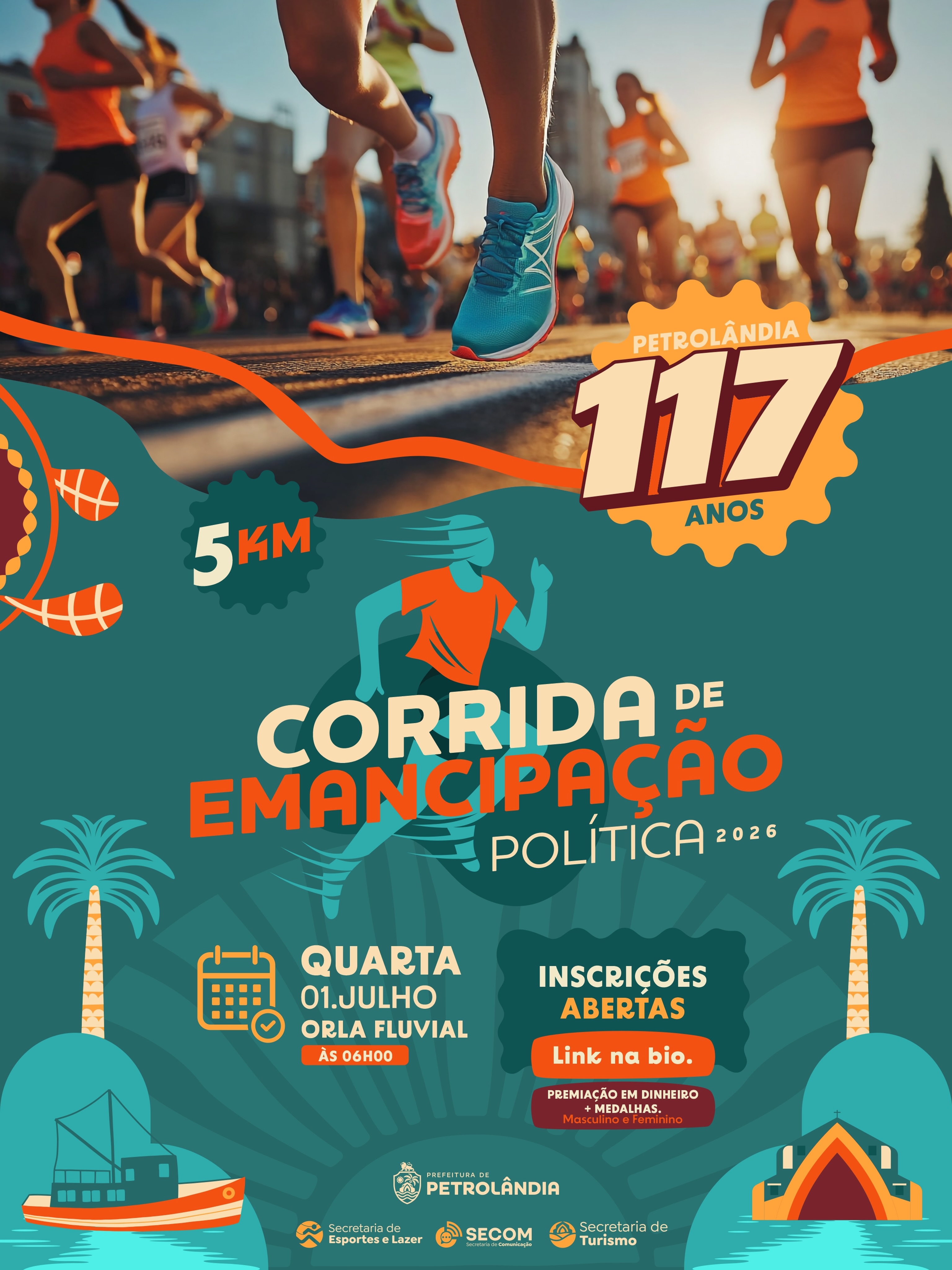 🏃♀️🏃♂️ Vem aí a Corrida de Emancipação Política de Petrolândia 2026!
Como parte das comemorações pelos 117 anos de Petrolândia, convidamos toda a população para participar de um dos momentos mais especiais da programação festiva: uma corrida de 5 km, promovendo esporte, saúde, integração e celebração da nossa história.
📅 Data: 01 de julho
📍 Local: Orla Fluvial
⏰ Horário: 06h
As inscrições já estão abertas! Garanta sua participação e faça parte dessa grande festa que une esporte e orgulho de ser petrolandense. 💚🧡
Acesse o link na bio e realize sua inscrição.
📢 Marque seus amigos, forme sua equipe e venha correr conosco nessa celebração dos 117 anos de Petrolândia!
#PrefeituraDePetrolândia #PetrolândiaPE #117AnosDePetrolândia #EsporteParaTodos #GestãoQueCuida