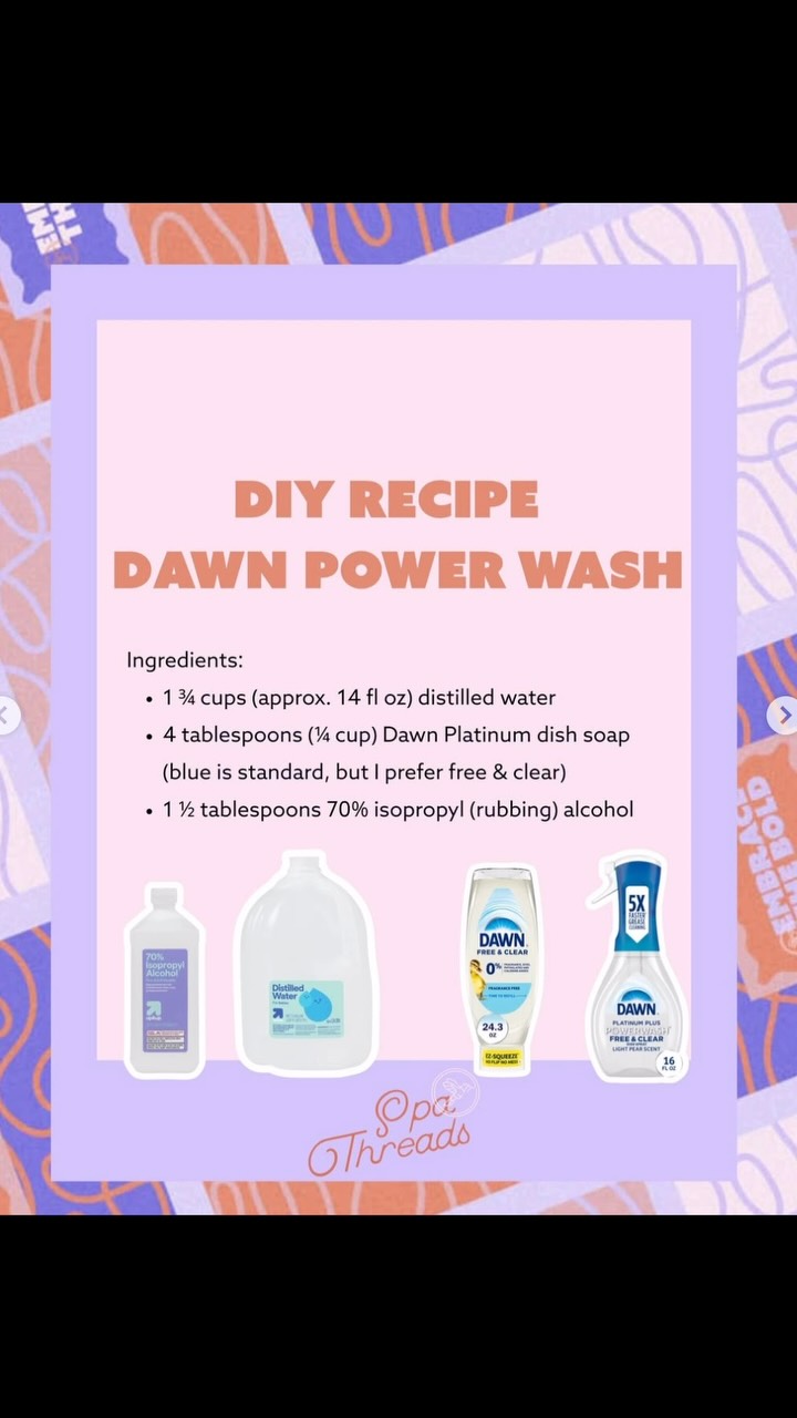 This is what I prefer to use to pre treat oil stains on my @spathreads_ sheets! 🙂💕
A few of you have asked how I make my own dawn power wash, and I needed to make more power wash today so I decided to record a video! Screen shot the recipe at the end.