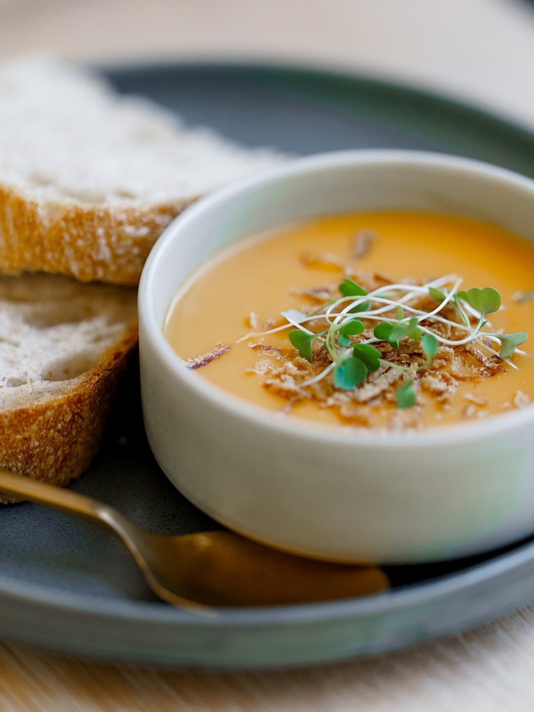 Curried Sweet Potato Velouté ❤️
Slow-roasted sweet potatoes blended into a velvety soup with warm curry spices, finished with coconut cream, herbs and crispy onions. Paired with a side of our signature sourdough or baguette, it’s the kind of comfort that feels just right on any day. 👌
#LeBeau #comfortfood #torontofood #yyzeats #torontolife