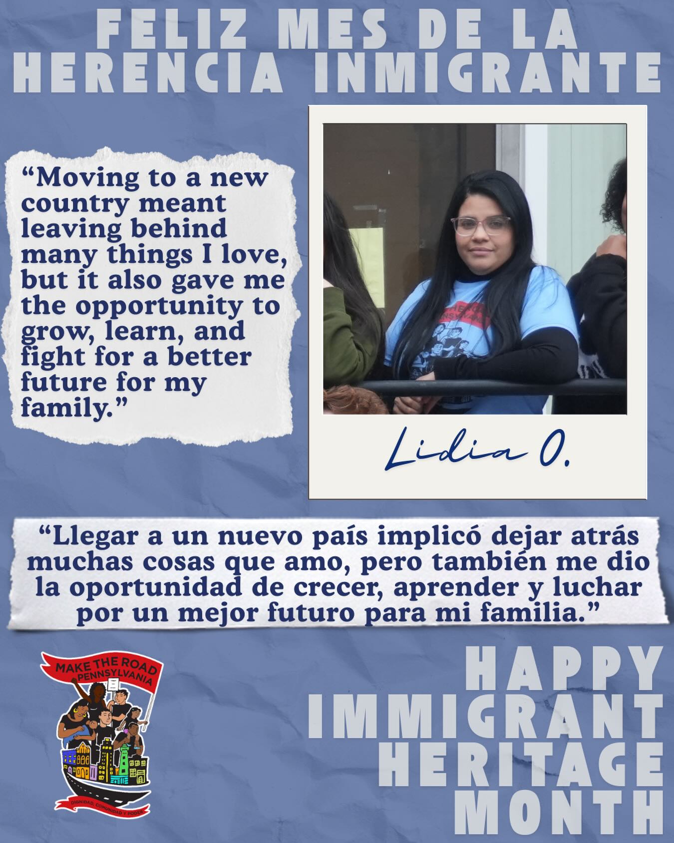 (English below) Los inmigrantes son nuestros vecinos, nuestros maestros, nuestros compañeros de trabajo y nuestros compañeros de clase. Este #mesdelaherenciainmigrante, renovamos nuestro llamado a un sistema de inmigración que dé la bienvenida a aquellos que vienen aquí para compartir sus dones y ser parte de nuestra historia compartida.
English: Immigrants are our neighbors, our teachers, our coworkers, and our classmates. This #immigrantheritagemonth, we renew our call for an immigration system that welcomes those who come here to share their gifts and be part of our shared story.