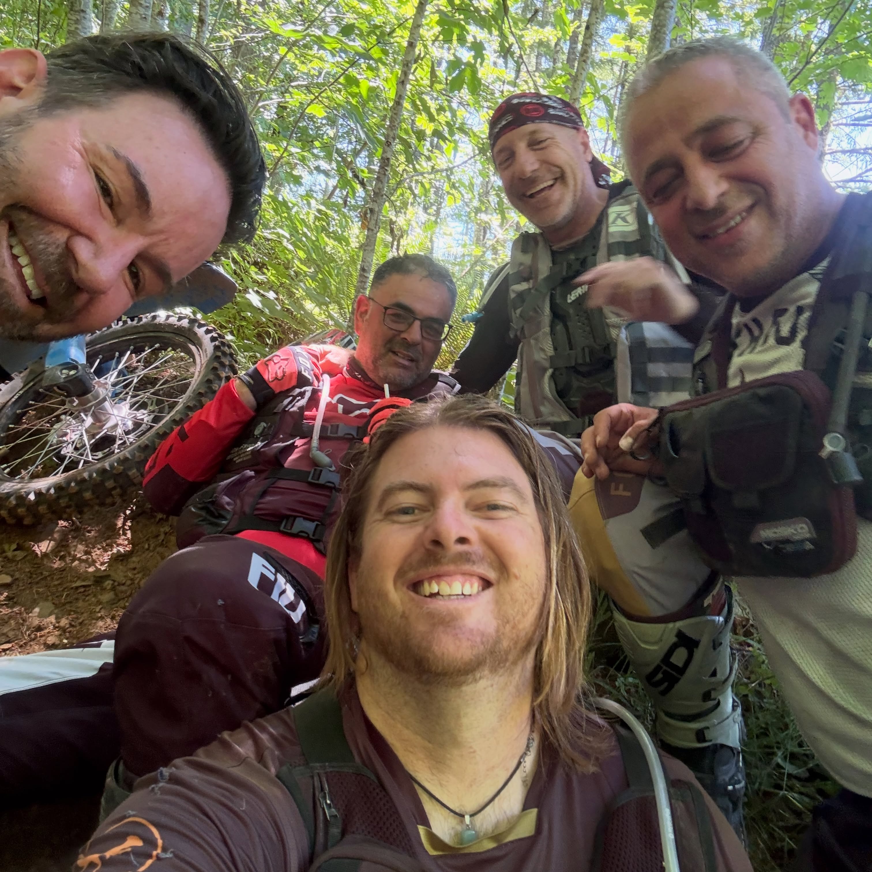 The Boys from Israel are back! -and that one guy from Coloroado!
Day 1 was shakedown in The Rain Forest.
Tonight is steak dinner
Tomorrow is the REAL ride, now that I can see where their skill level has progressed to
Gideon
Omer
Tamir
Stephen