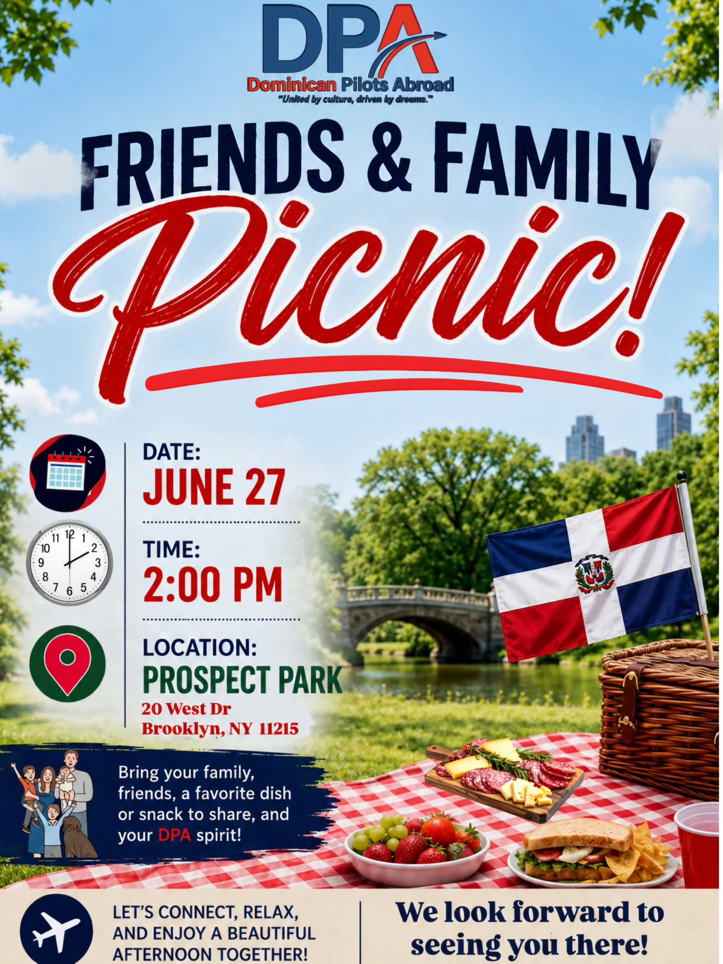 Today, New York is celebrating the Knicks. Have you seen the city? The Knicks parade is packed. Everywhere you look, people are showing up for their team and celebrating together.
But before the confetti settles, let’s not forget we’ve got Team DPA too.
On June 27, we’re getting together for our Friends & Family Picnic at Prospect Park. It’s a chance to step away from work, aviation, and the day to day rush and spend some time with the people who make this community feel like family.
Bring a dish, bring the family, bring a friend, bring the dogs, and come enjoy the afternoon with us.
🗓️ June 27 • 2:00 PM
📍 Prospect Park, Brooklyn
We hope to see you there.
✈️🧺🇩🇴
