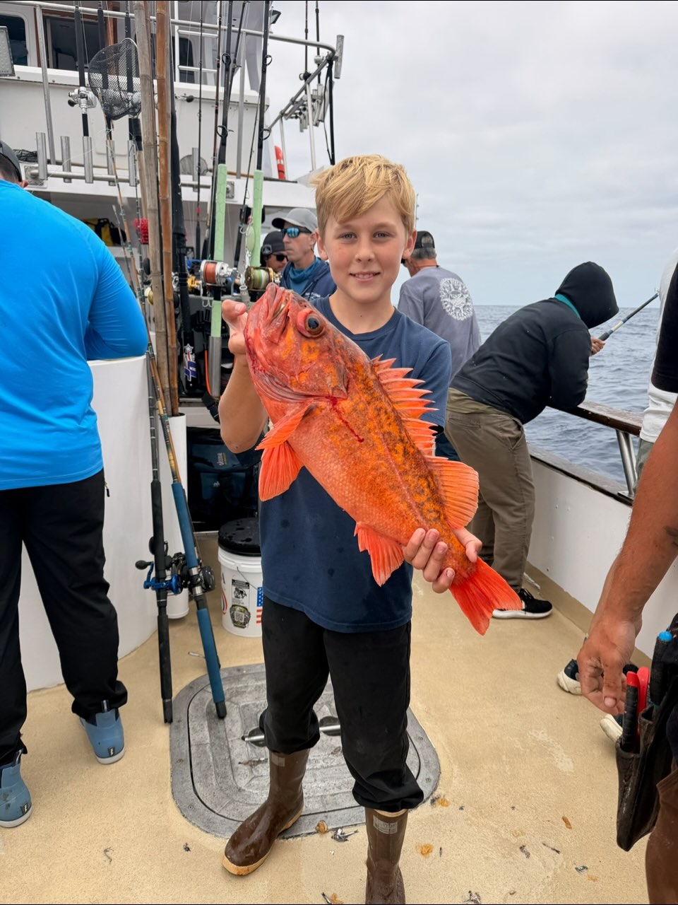 Well my first trip back was not in anyway shape or form dull. 2 day departed Father’s Day with 10 folks. Everybody won something in the departure raffle. BFT, yellowtail, reds assorted rockfish for around 100 fish for the trip including a 12 year old!! Small mechanical hiccup that was immediately addressed and kept us underway. Great food with excellent company aboard. Big thank you to big brother Kamren spafford for helping me get that thing out of your little brother. Hook removed, cleaned and bandaged. And never whined about once the rest of the trip. Liam Spafford is one tough little dude!!