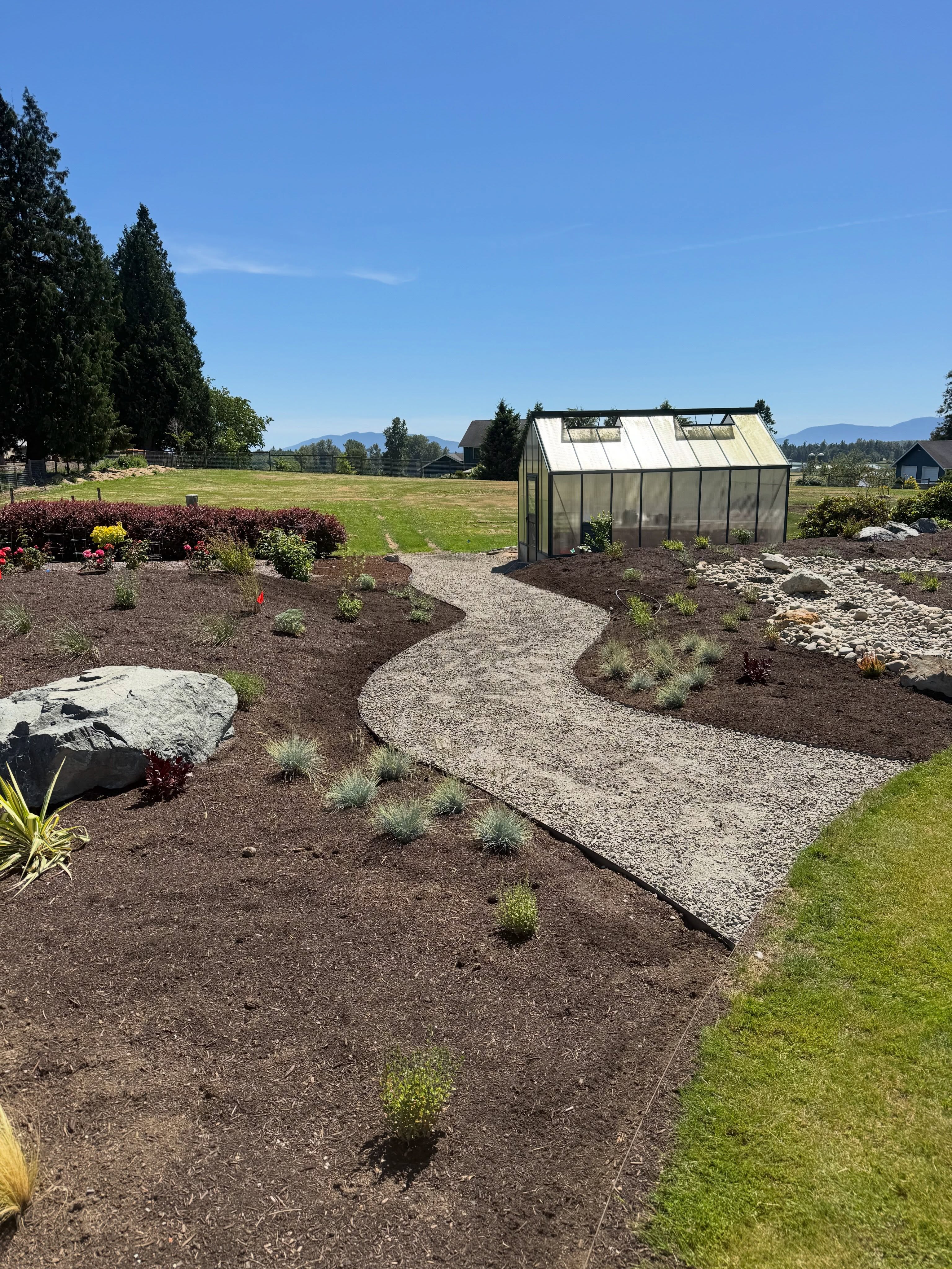 Today I finished welding 300ft of steel edging for the lawn and pathways at the Ronnie Hill Install. We are still placing plants according to our design and are excited to show some aerial photos of this one once they’re all in the ground.