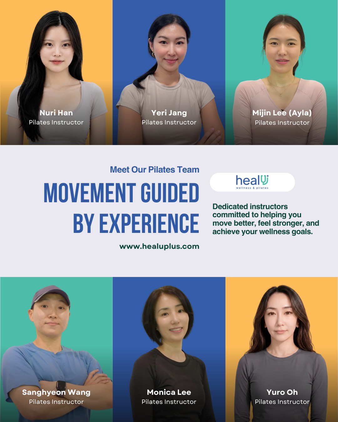 ✨ Meet Our Pilates Team ✨
Behind every session is a team of passionate instructors dedicated to helping you move with greater strength, confidence, and purpose.
At healU+ Wellness & Pilates, we believe Pilates is not one-size-fits-all. Every body moves differently, which is why our instructors take the time to understand your goals, movement patterns, and individual needs.
Whether you're new to Pilates, returning after an injury, improving posture, building strength, or simply looking to feel your best, our team is here to support you every step of the way.
💙 Nuri Han
💙 Yeri Jang
💙 Mijin Lee (Ayla)
💙 Sanghyeon Wang
💙 Monica Lee
💙 Yuro Oh
Together, our Pilates team brings a variety of backgrounds, teaching styles, and clinical knowledge to create a welcoming environment where clients can thrive.
✨ Move Better
✨ Feel Stronger
✨ Build Confidence
✨ Invest In Your Health
Find the instructor who fits your journey and discover what personalized Pilates can do for you.
📍 healU+ Wellness & Pilates
3041 Anson Ave #202, Coquitlam
📞 (604) 475-8275
🌐 www.healuplus.com
#HealUPlus #PilatesTeam #PilatesInstructor #CoquitlamPilates #ReformerPilates #PilatesStudio #PilatesCommunity #MovementMatters #MindfulMovement #CoreStrength #WellnessJourney #TriCitiesWellness #MoveBetterFeelBetter #PilatesLife #PersonalizedPilates