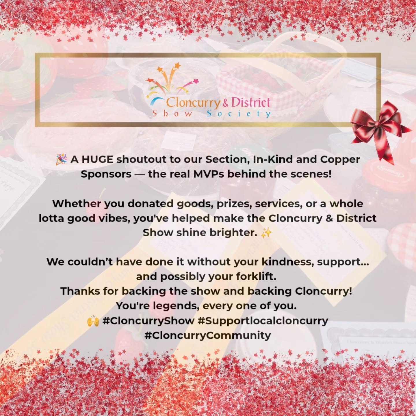 A Huge Shoutout to our Section, In-Kind and Copper Sponsors! Whether you donated goods, prizes, services, or a whole lotta good vibes, you've helped make the Cloncurry & District Show shine brighter in 2026. We couldn't have done it without you. ππ