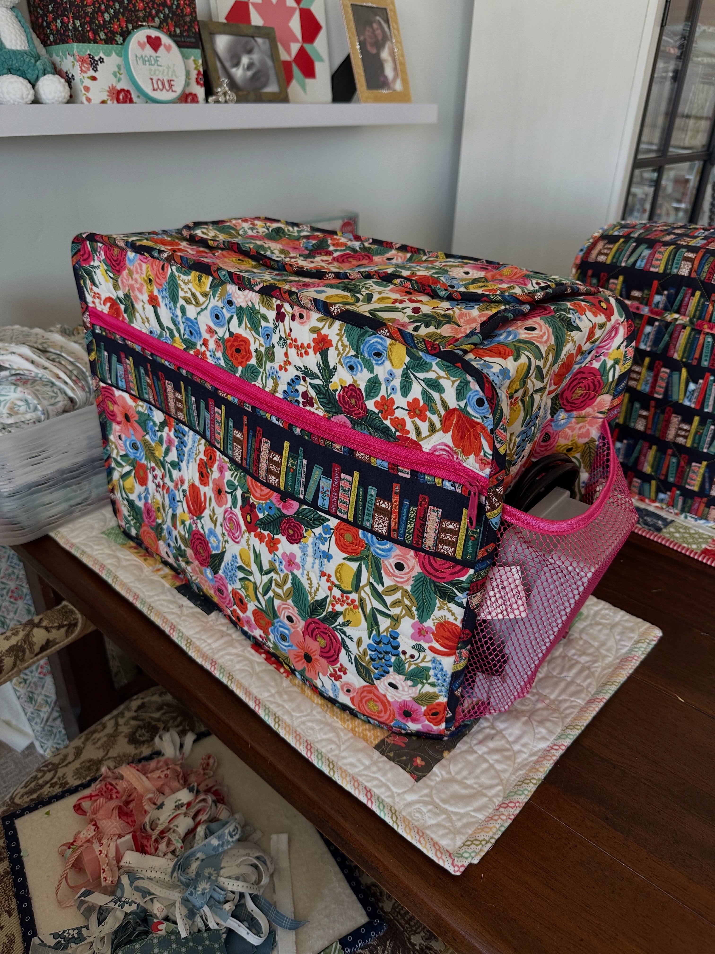✨Sewing room progress is happening and I am so excited about how this space is coming together! ✨
One of my favorite projects for my new sewing room in St. George has been making custom covers for all of my machines. Functional sewing room decor that keeps my machines protected? Yes, please! 🩷🪡
🧵 My Juki TL2020 got a custom cover using the ByAnnie Under Cover pattern (medium size), but I shortened it so it would fit perfectly with the extension table attached.
🧵 My Bernina 475 QE also has an Under Cover medium cover made exactly as written.
🧵 For my Juki MO-53 serger, I used the ByAnnie In the Mix pattern and completely customized it! I moved pockets around and adjusted the design to create the perfect serger cover for the way I actually sew.
Two of these beauties now live on my former dining room table turned sewing station, while my third machine has a cozy home tucked inside my Horn sewing cabinet. I love creating a sewing space that is both beautiful and practical—a room that inspires creativity every time I walk in. 💕
If you’re decorating or organizing your own quilting room, don’t overlook sewing machine covers. They’re such a fun way to add personality, showcase favorite fabrics, and make your sewing room feel uniquely yours!
What sewing room project are you working on right now? 👇
#SewingRoom #SewingSpace #QuiltingRoom #SewingRoomOrganization #SewingRoomDecor