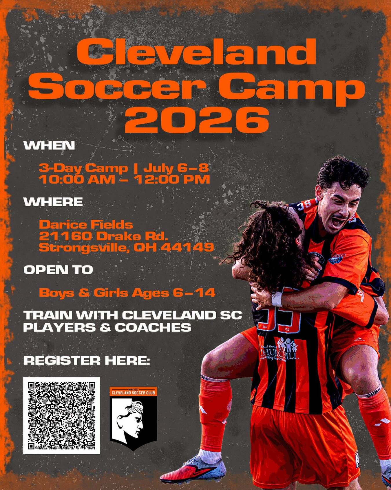 World Cup energy starts here ⚽️🌎
Cleveland Soccer Camp 2026 is coming this summer! 🔜
Join Cleveland SC players and coaches for a 3-day camp built for boys and girls ages 6-14.
📅 July 6-8
⏰ 10:00 AM - 12:00 PM
📍 Darice Fields | Strongsville, OH
Learn. Compete. Have fun.
Register today at ClevelandSC.com
#WeAreCLE #SoccerCamp #YouthSoccer #Strongsville #ClevelandSoccer