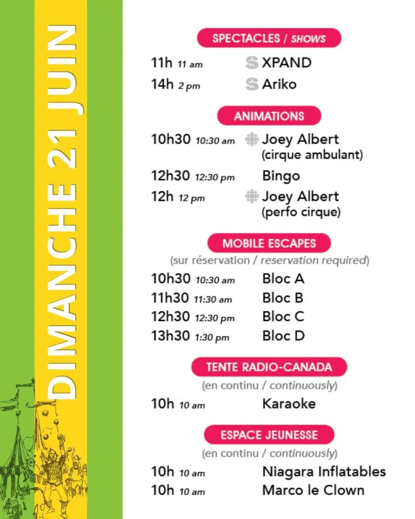 Ça débute à 10h00 aujourd'hui pour la dernière journée du festival! On se voit au parc Gage!
