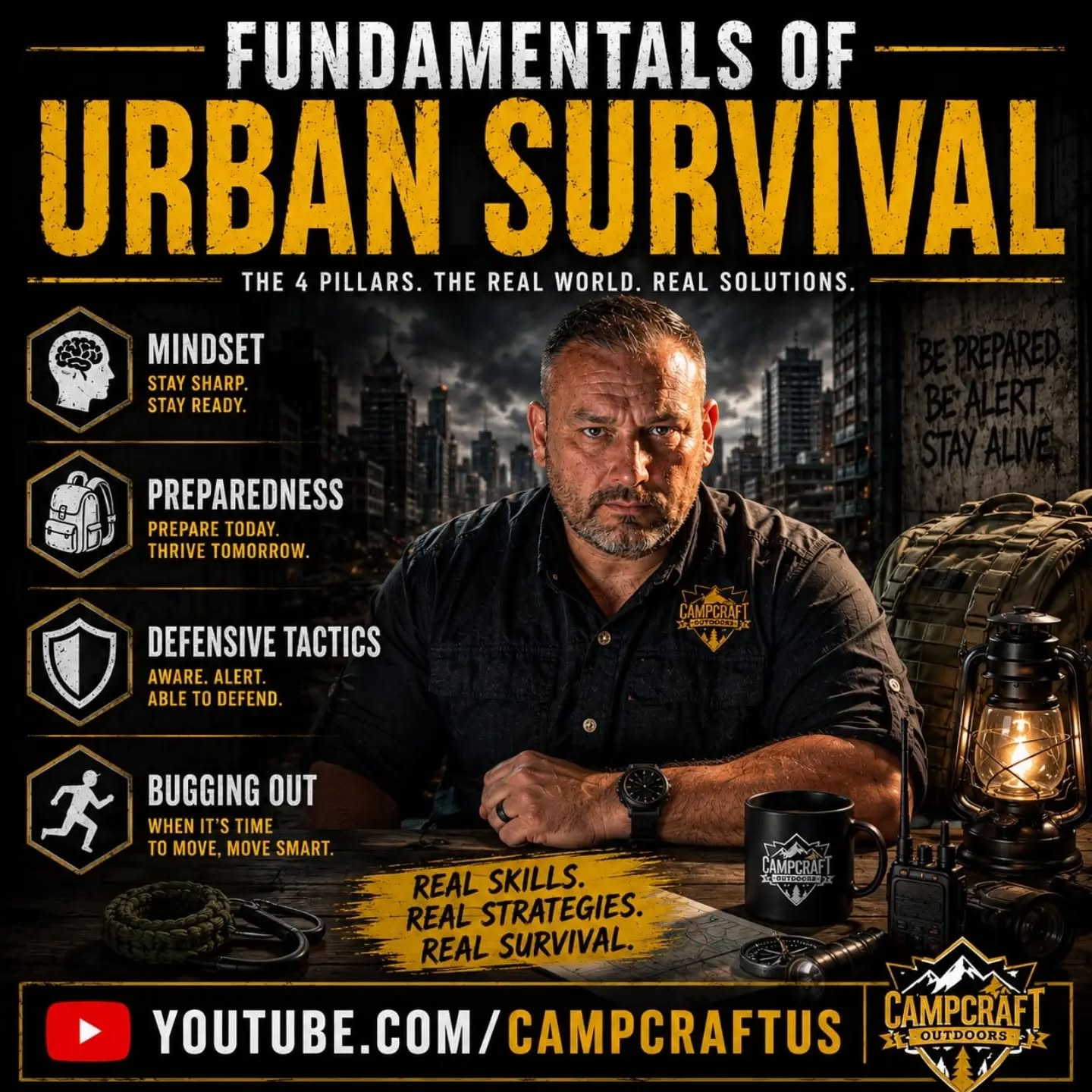 Our Fundamentals of Urban Survival series just launched on our Youtube Channel. Tune in Monday and Friday to add new or sharpen existing skills. #campcraftoutdoors