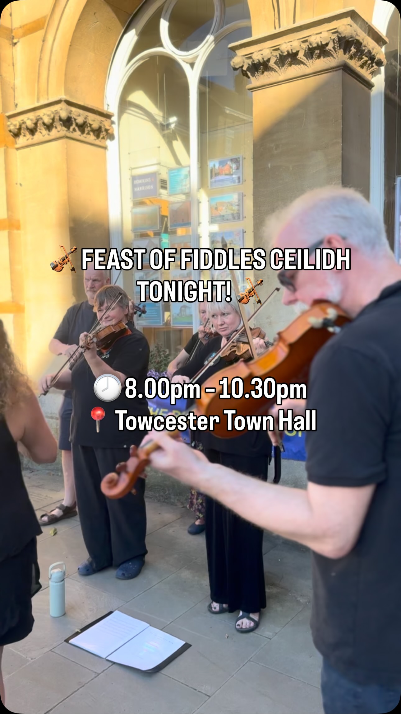 🎻 FEAST OF FIDDLES CEILIDH TONIGHT! 🎻
Looking for a fantastic night out at the Towcester Midsummer Music Festival?
Join Jenny & Andy and their incredible Ceilidh band for an evening packed with energy, laughter, live music and dancing at Towcester Town Hall!
Having toured across the UK, Europe and beyond, their infectious enthusiasm is guaranteed to get your feet tapping and put a smile on your face. Whether you’re a seasoned dancer or have never tried a Ceilidh before, everyone is welcome to join in the fun.
🕗 8.00pm – 10.30pm
📍 Towcester Town Hall
📅 Saturday 20 June
Bring your friends, support local charities, and enjoy a brilliant evening of live music and community spirit.
Who’s ready to dance? 💃🕺
#TowcesterMidsummerMusicFestival #LiveMusic #Ceilidh #TowcesterEvents